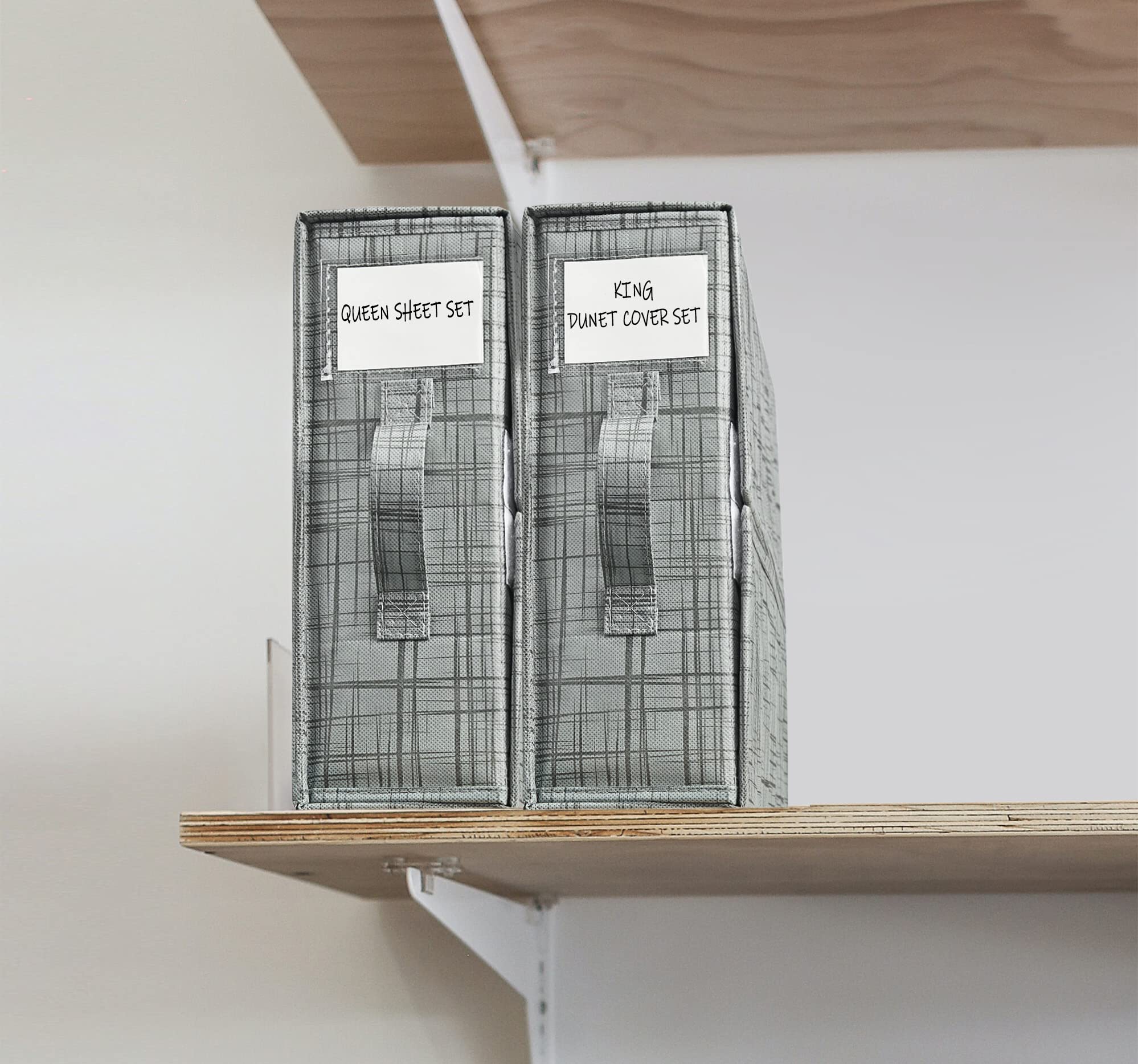 SheetCube Bed Sheet Organizers and Storage 2 Pack, Foldable Linen Closet Organizer, Bedding Folder Storage Box Container for Bla