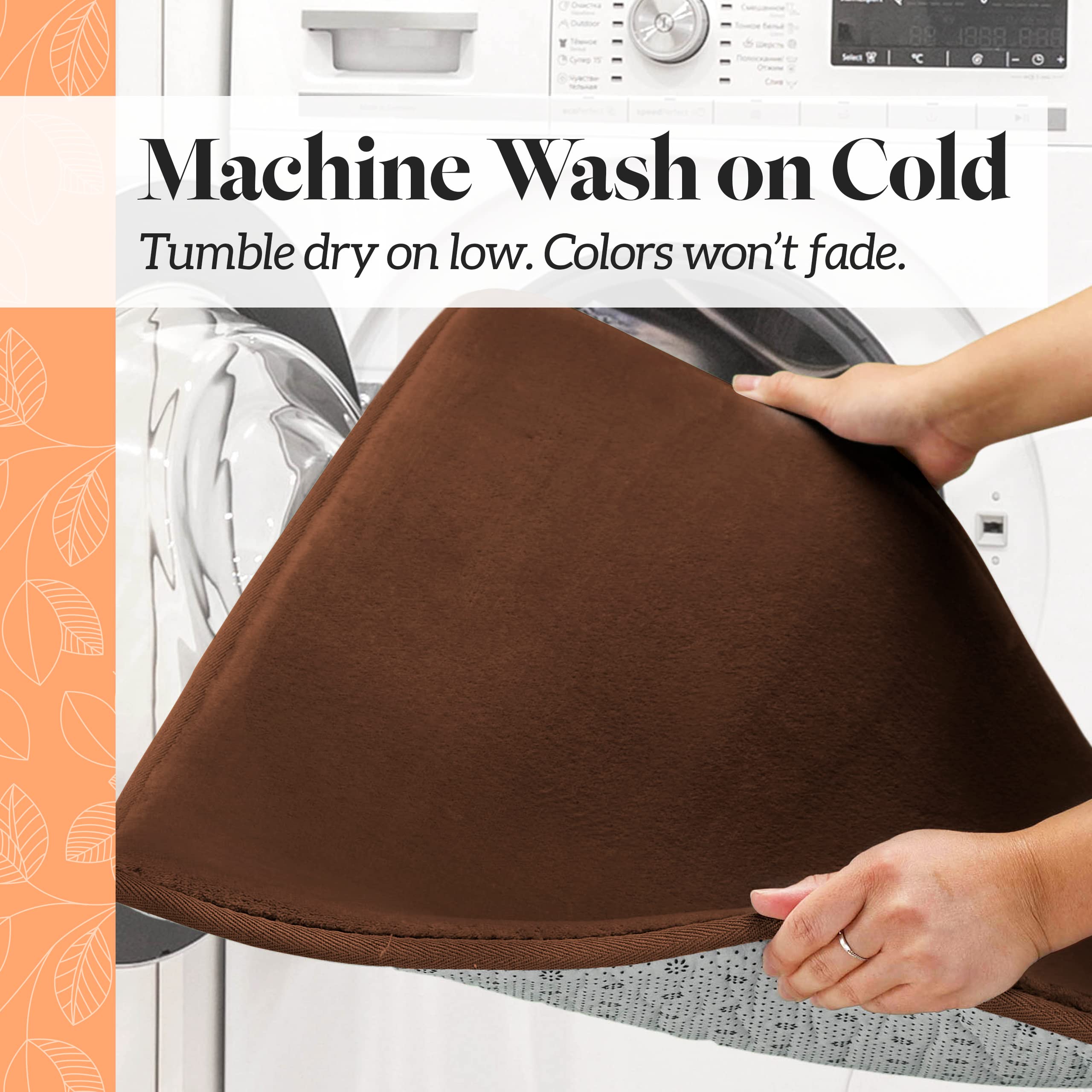 Genteele Bath Mats for Bathroom Non Slip - Brown 17 '' x 24 '' Memory Foam Bathroom Rugs - Quick Dry Bath Mat