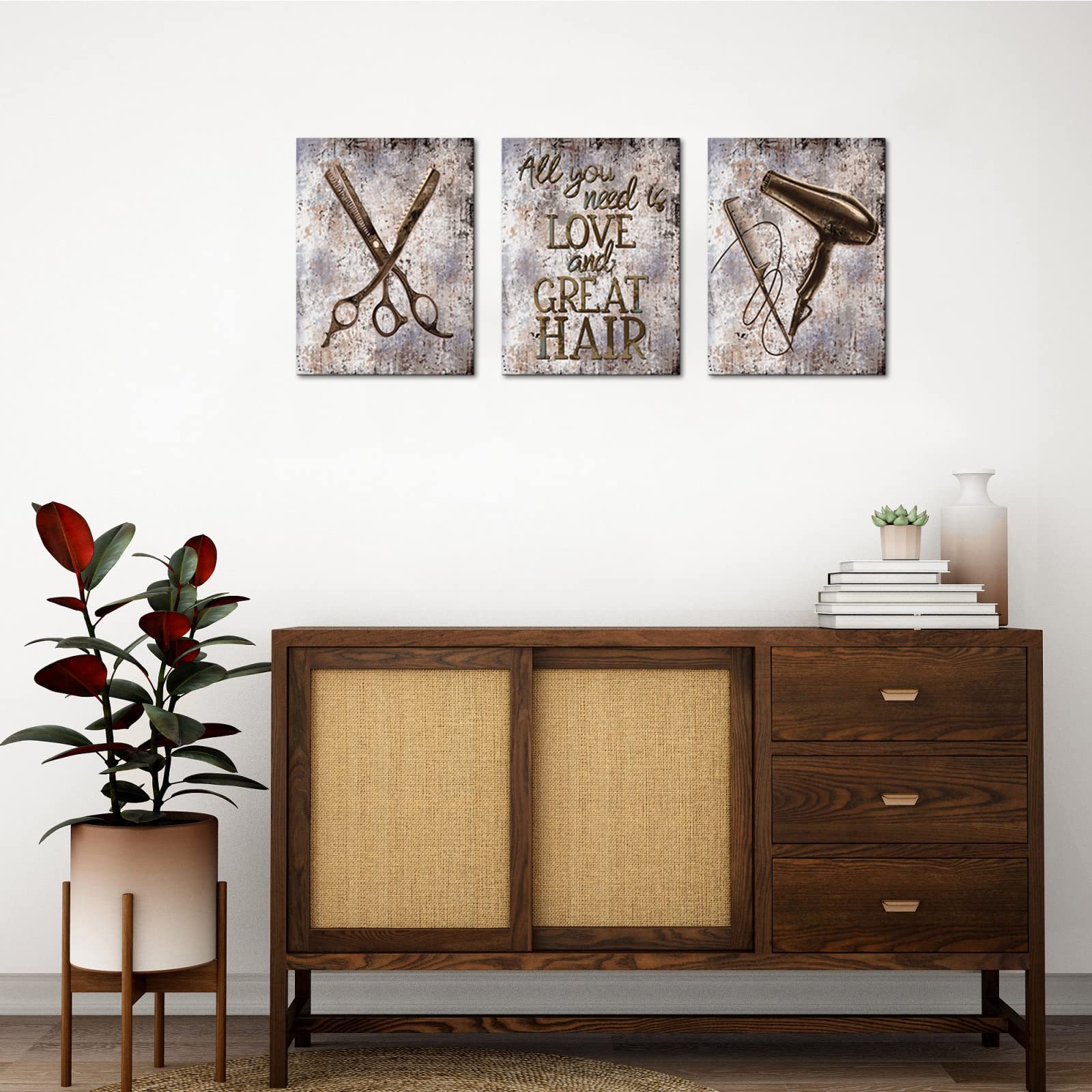 Conipit Barbershop Canvas Wall Decor Hair Salon Tools Wall Picture Vintage Artwork Inspirational Quote Painting For Bathroom Dec