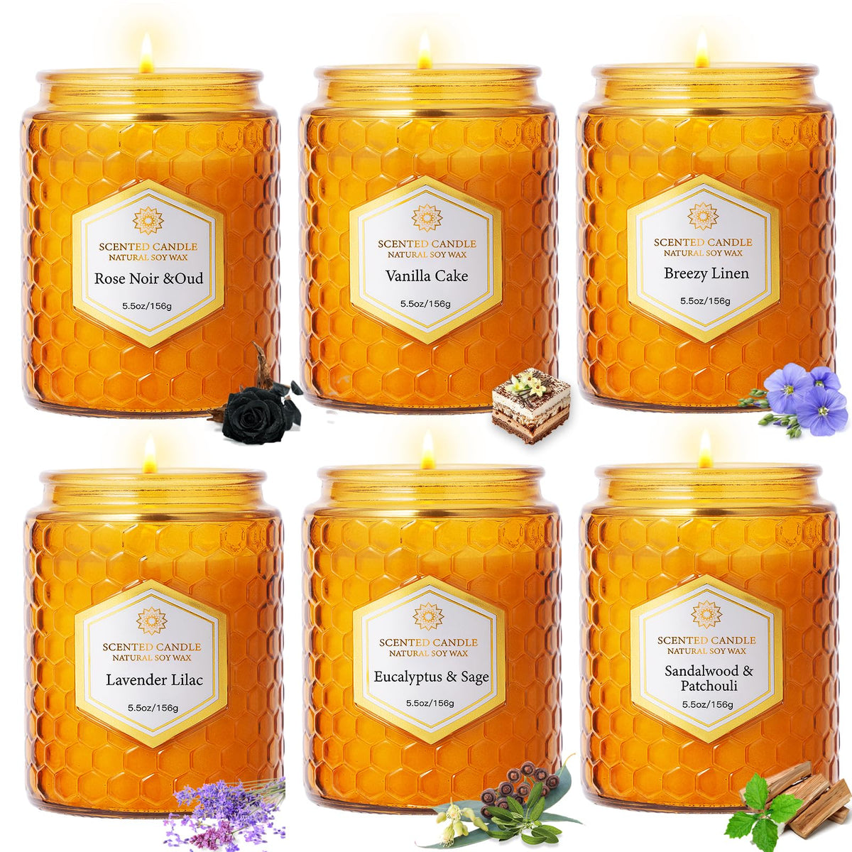 6 Pack Candles for Home Scented, Natural Soy Wax Jar Candles, Aromatherapy Candles Gifts Set for Women, 33 oz 240 Hour Long Last