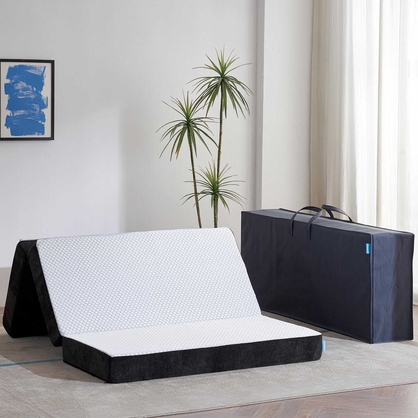 Freesof Foldable Mattress, 6 Inch Full Memory Foam Mattress Topper 75 X 54Floor Mattresses For Sleeping With Storage Bag, Tir Fo
