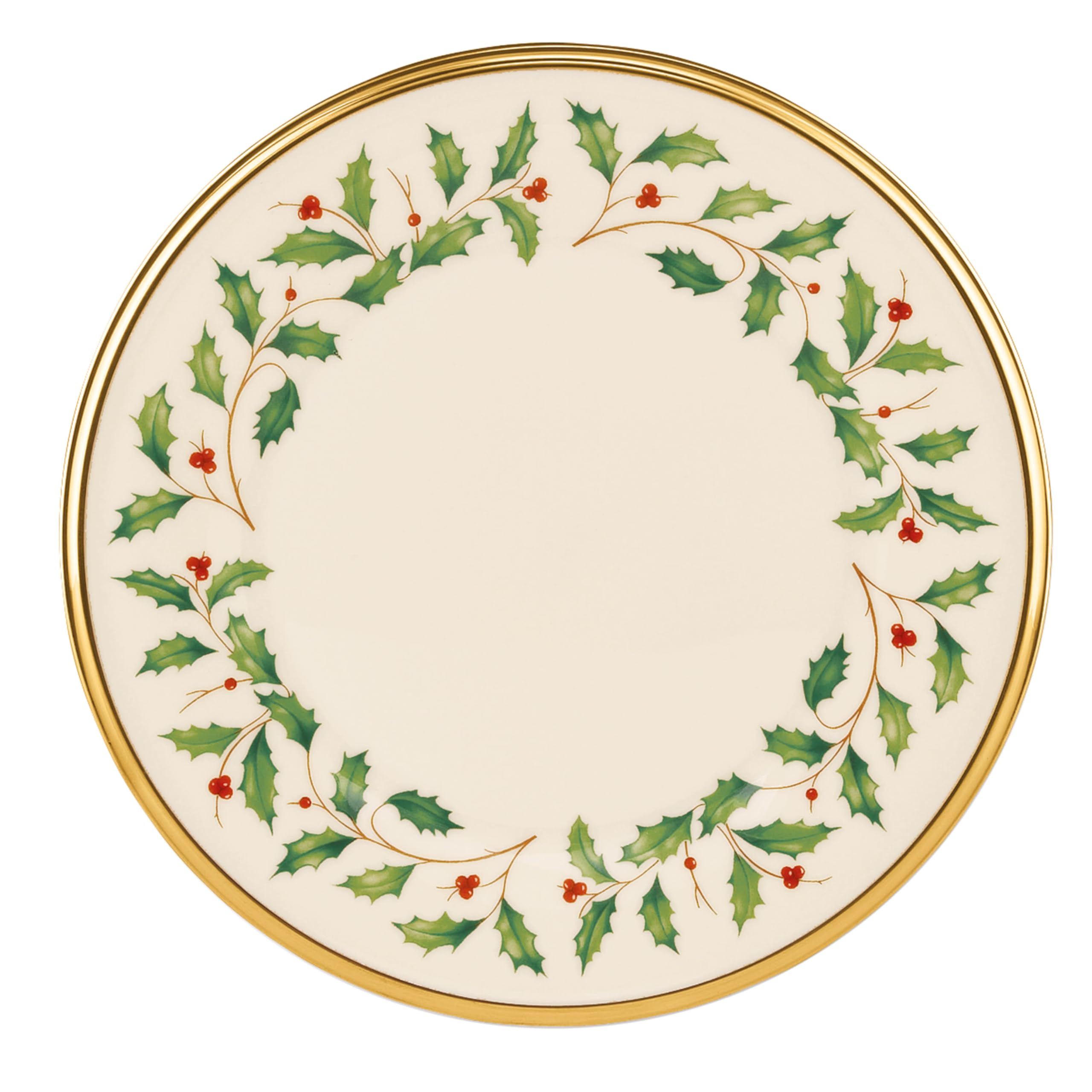 Lenox Holiday Dinnerware Salad Plates Set of 4, Red & Green Porcelain, Model 897083