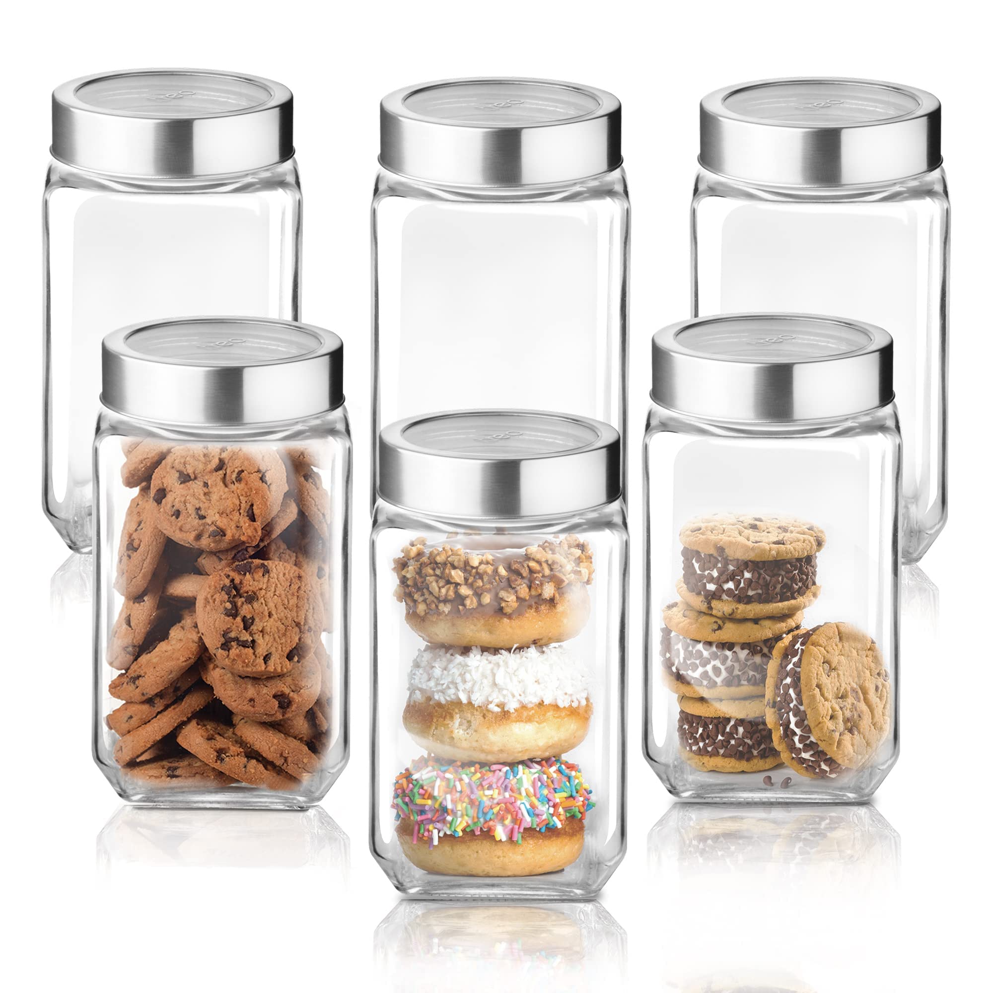 Treo by Milton Cube Storage Glass Jar, Set of 6, 800 ml Each, Transparent | BPA Free | Storage Jar | Kitchen Organizer | Modular