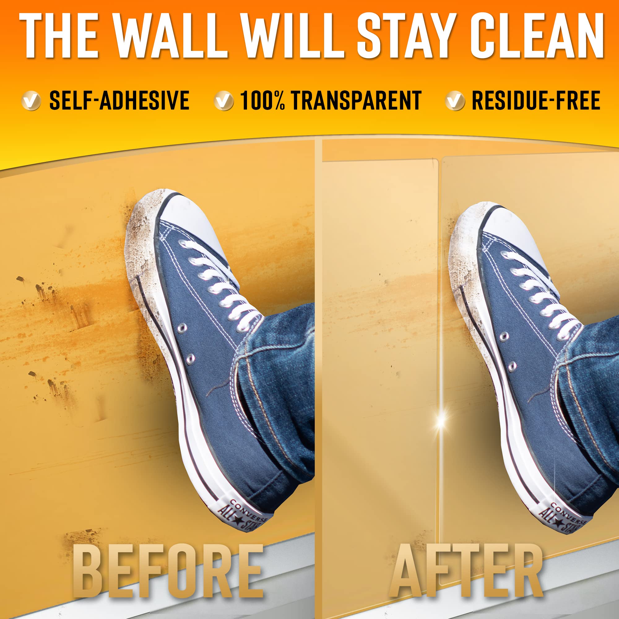 Clear Wall Protector Film Stickers For Kitchens & Offices - Shields Paint From Oil Splashes, Trash, Furniture Scuffs