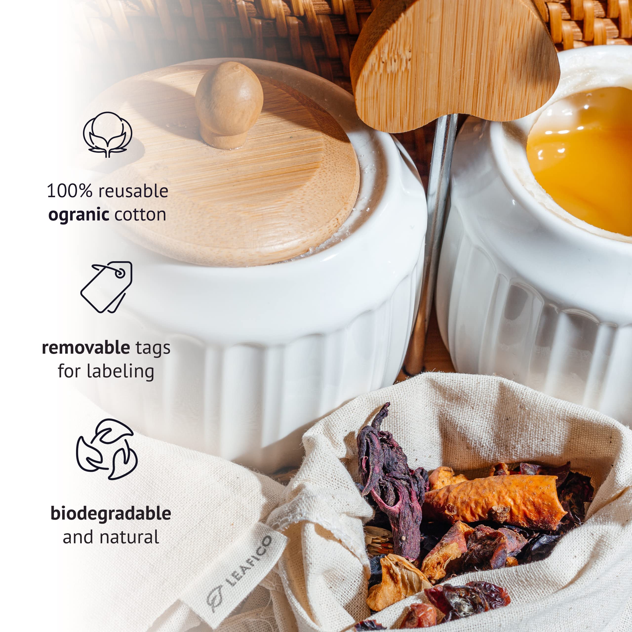 Leafico Reusable Cotton Bags X-Small 3X4 - Cloth Gift Bags With Drawstrings For Jewelry Home Supplies Christmas Wedding Party Fa