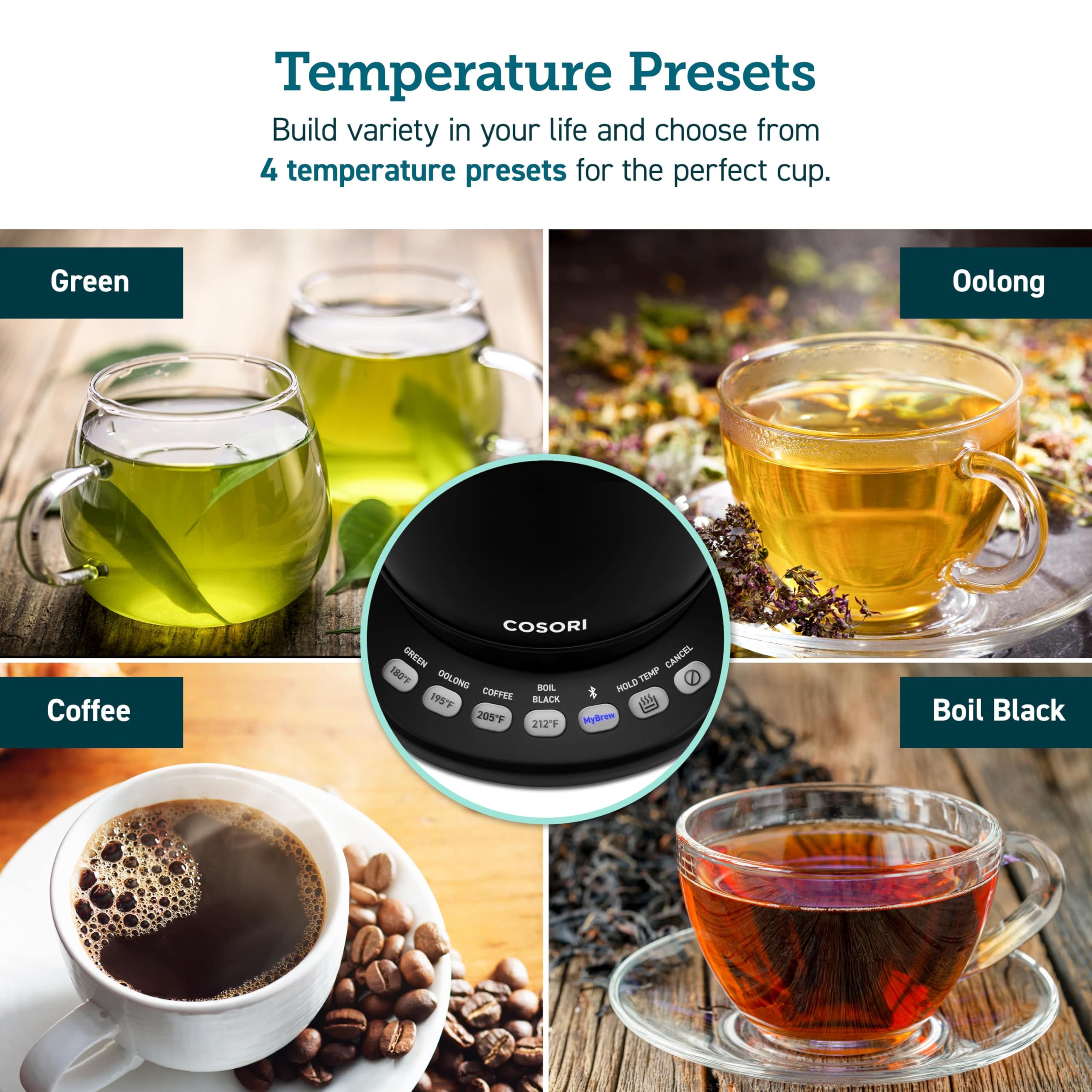 COSORI Electric Gooseneck Kettle Smart Bluetooth with Variable Temperature Control, Pour Over Coffee & Tea Maker, 100% Stainless