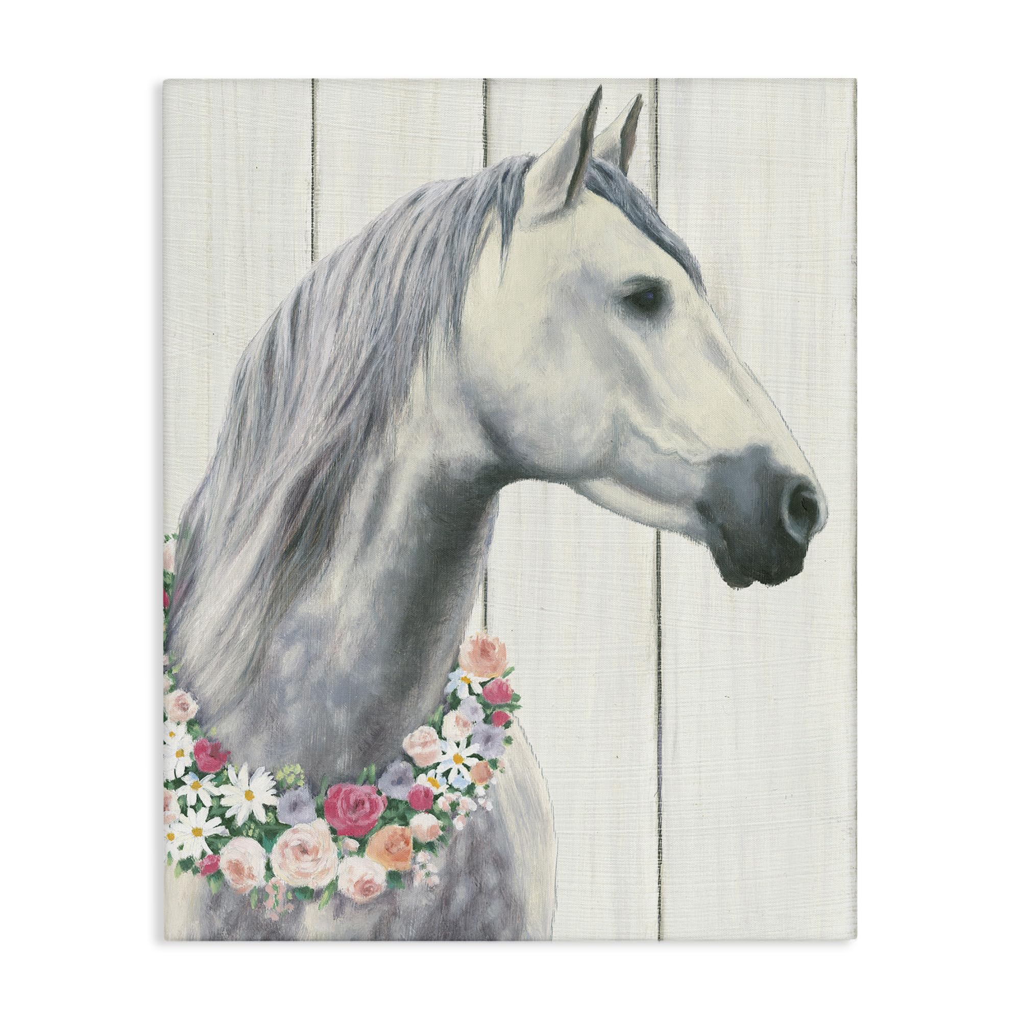 Stupell Industries Spirit Stallion Horse With Flower Wreath Canvas Wall Art  Multi-Color