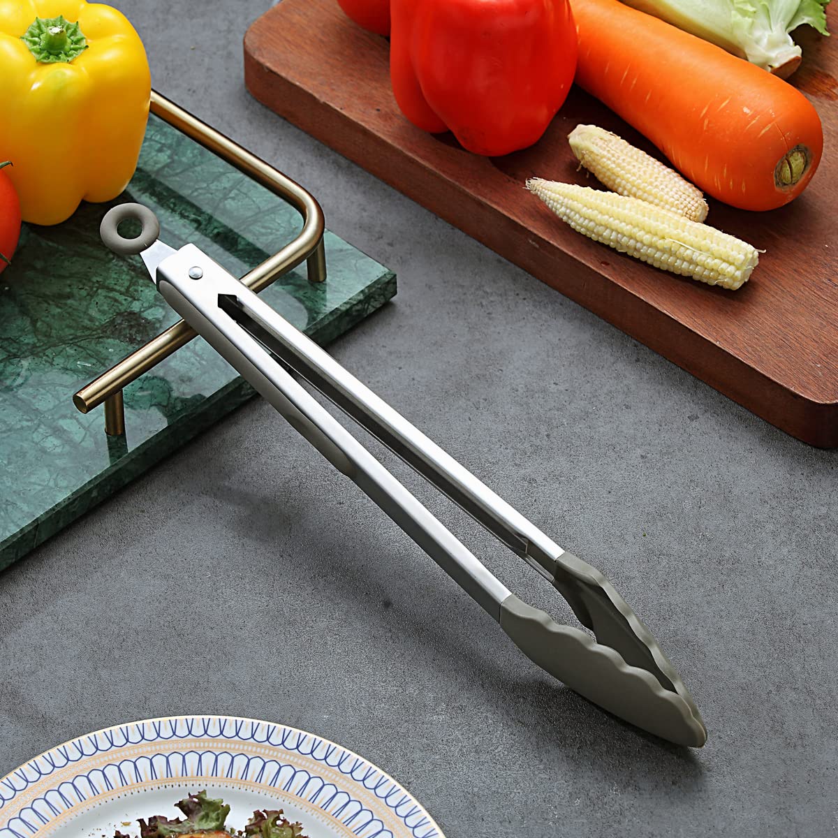 Berglander Cooking Tongs Heavy Duty Food Tongs For Cooking With Silicone Tips, Kitchen Tongs, Grill Tongs, Dishwasher Safe, Easy
