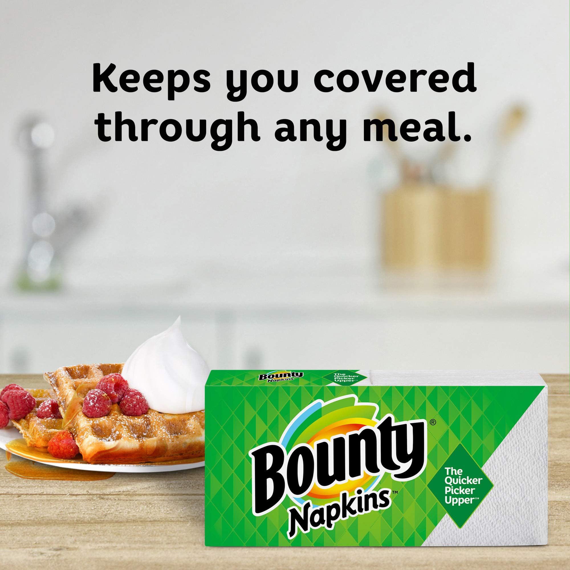 Bounty Quilted Napkins, 1-Ply, 12.1In X 12In, 100/Pk, White