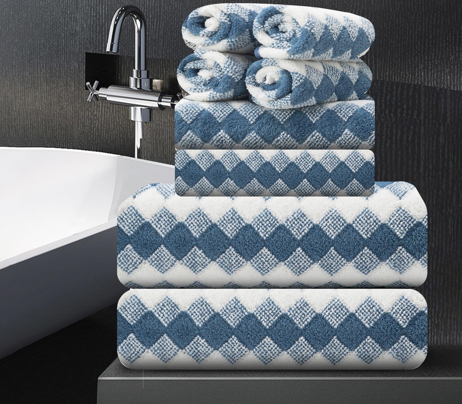 Maggea 8 Piece Bathroom Towel Set |2 Oversized Bath Towels,2 Hand Towels,4 Washcloths| 600Gsm Soft Hotel Towel Set Large Bath Sh
