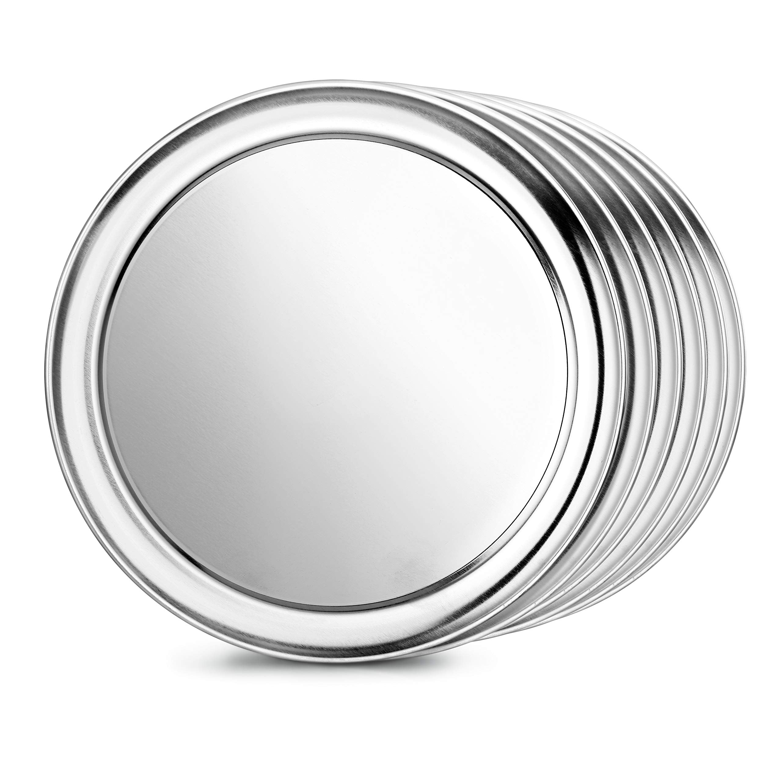 New Star Foodservice 50875 Pizza Pan/Tray, Wide Rim, Aluminum, 10 Inch, Pack Of 6