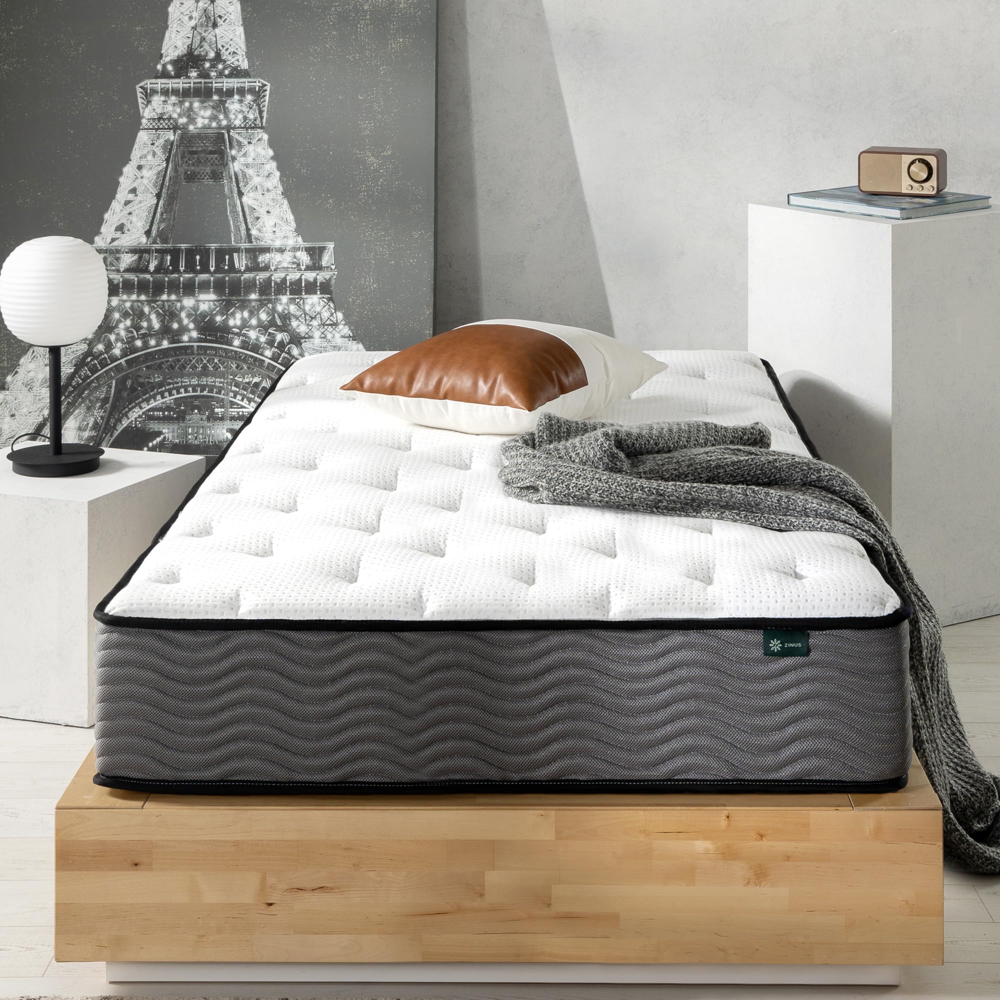 Zinus 10 Inch True Support Hybrid Mattress [New Version], Twin, Fiberglass Free, Medium Feel, Motion Isolation, Certified Safe F