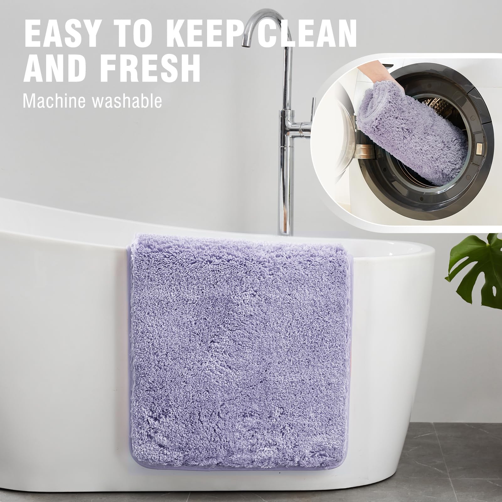 TECHMILLY Super Soft Shaggy Bathroom Rugs  Absorbent Thick Non Slip Microfiber Bath Rugs  Quick Dry Machine Washable Bath Mat for Bathroom Floor  Bathtub and Shower 20''x32''