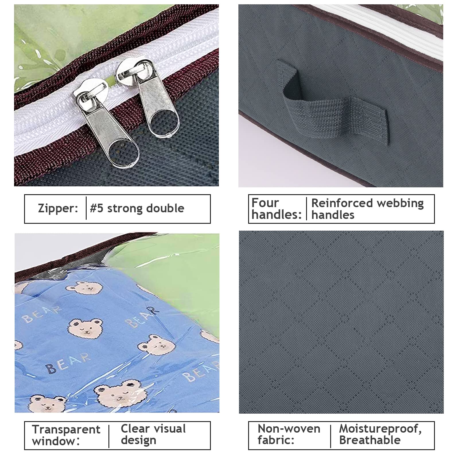 90L Under Bed Storage Containers, 6 Pack Underbed Closet Storage Organizer System, Moving Bags with Clear Window and Reinforced