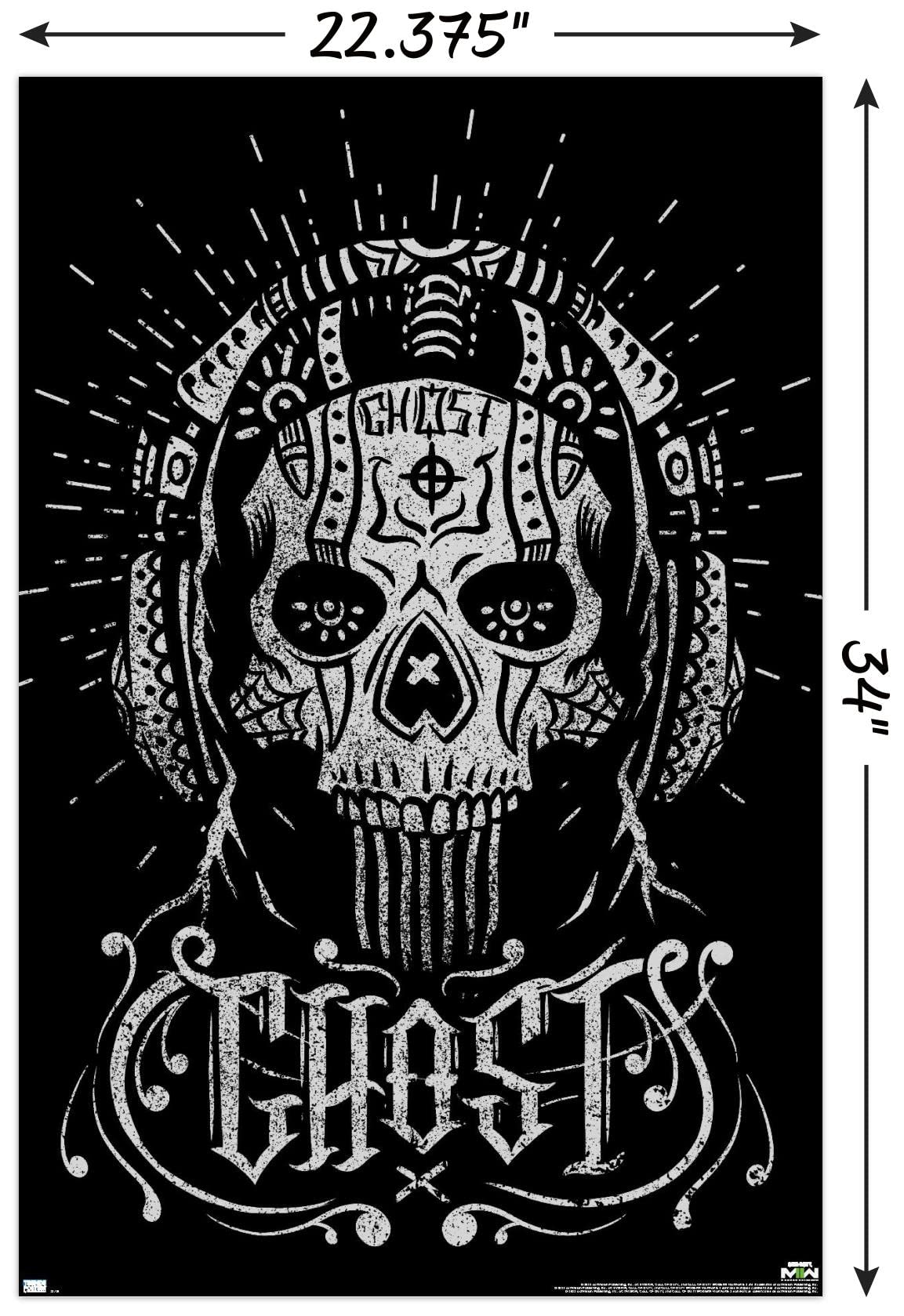 Trends International Call Of Duty: Modern Warfare 2 - Ghost Calavera Wall Poster, 22.37'' X 34.00'', Poster & Clip Bundle