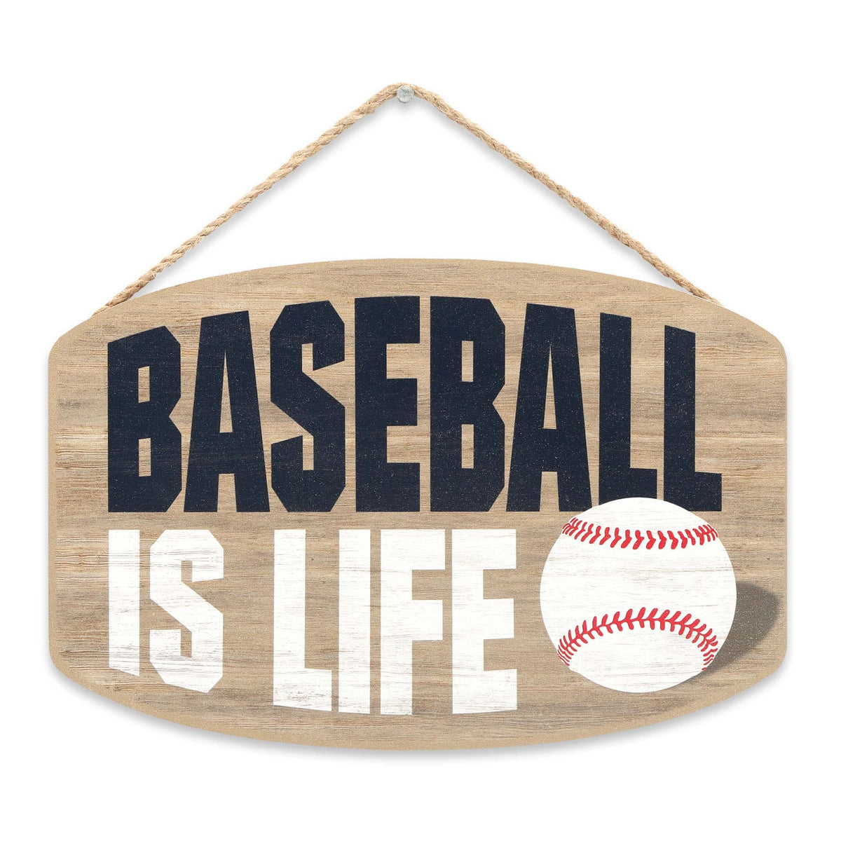 Baseball Is Life Hanging Wood Wall Decor - Fun Baseball Sign For Man Cave, Kids' Bedroom Or Playroom