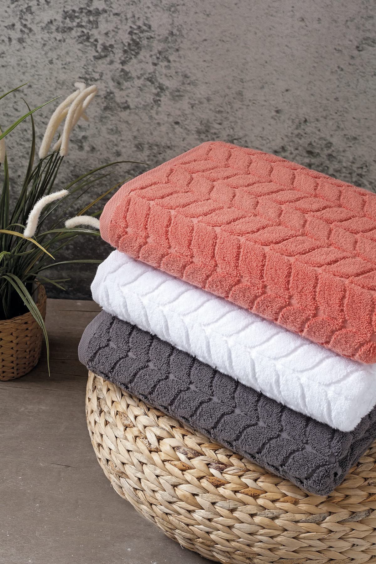 Bagno Milano Turkish Bath Towels, Soft Plush Jacquard Luxury Bath Towels, Quick Dry Towel Set (Black, 2 Pcs Bath Towel Set)