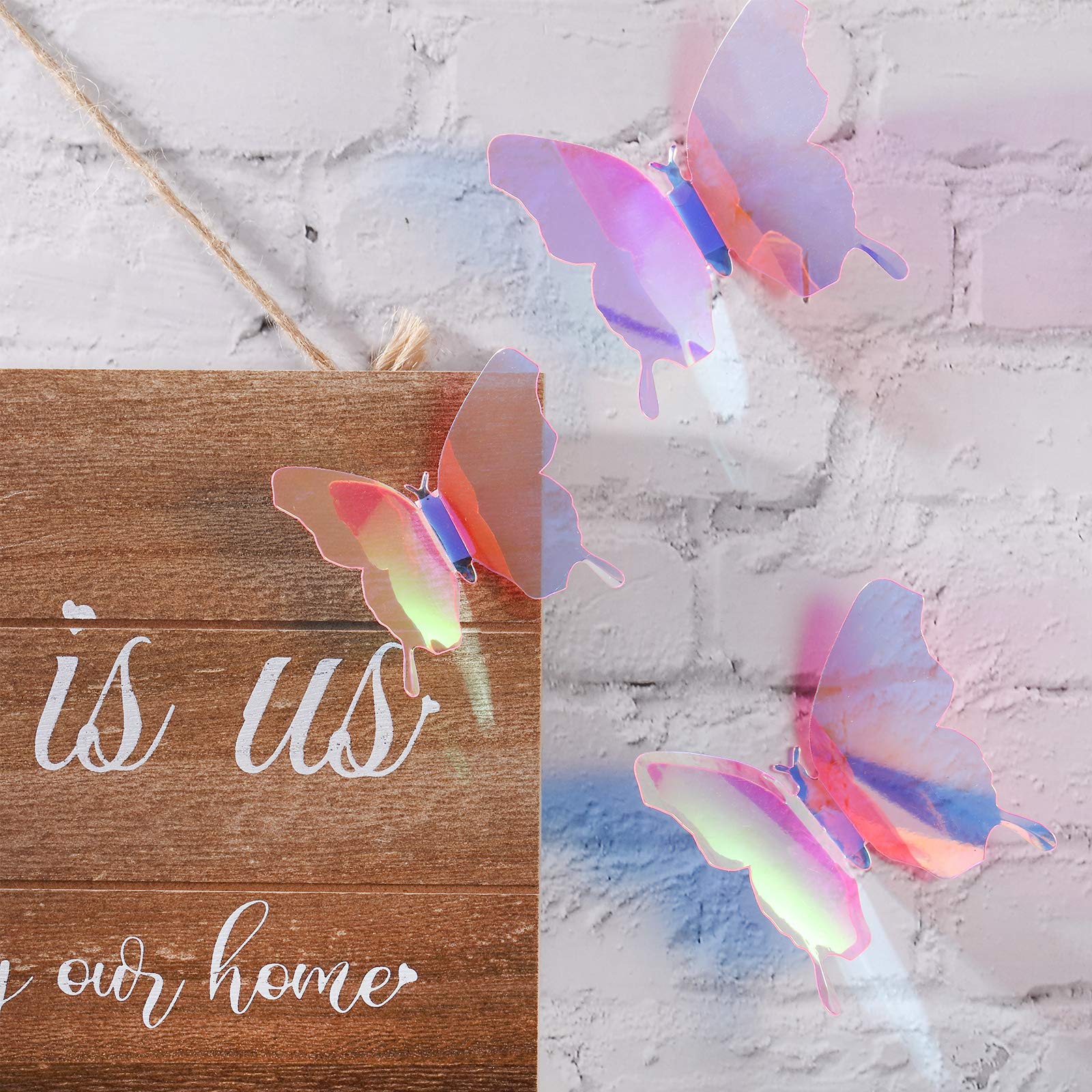 48 Pieces Butterfly Wall Decor Diy Mirror 3D Butterfly Stickers Removable Decals For Home Bedroom Bathroom Living Room Decor(Tra