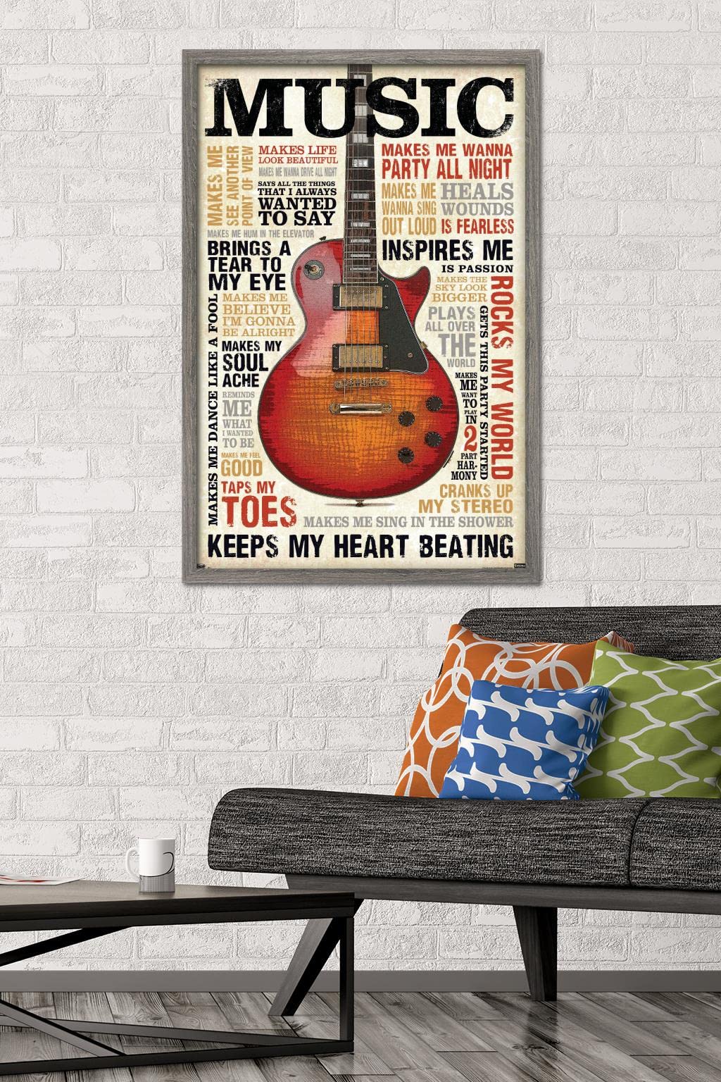 Trends International Music Inspires Me Wall Poster, 22.375'' X 34'', Barnwood Framed Version