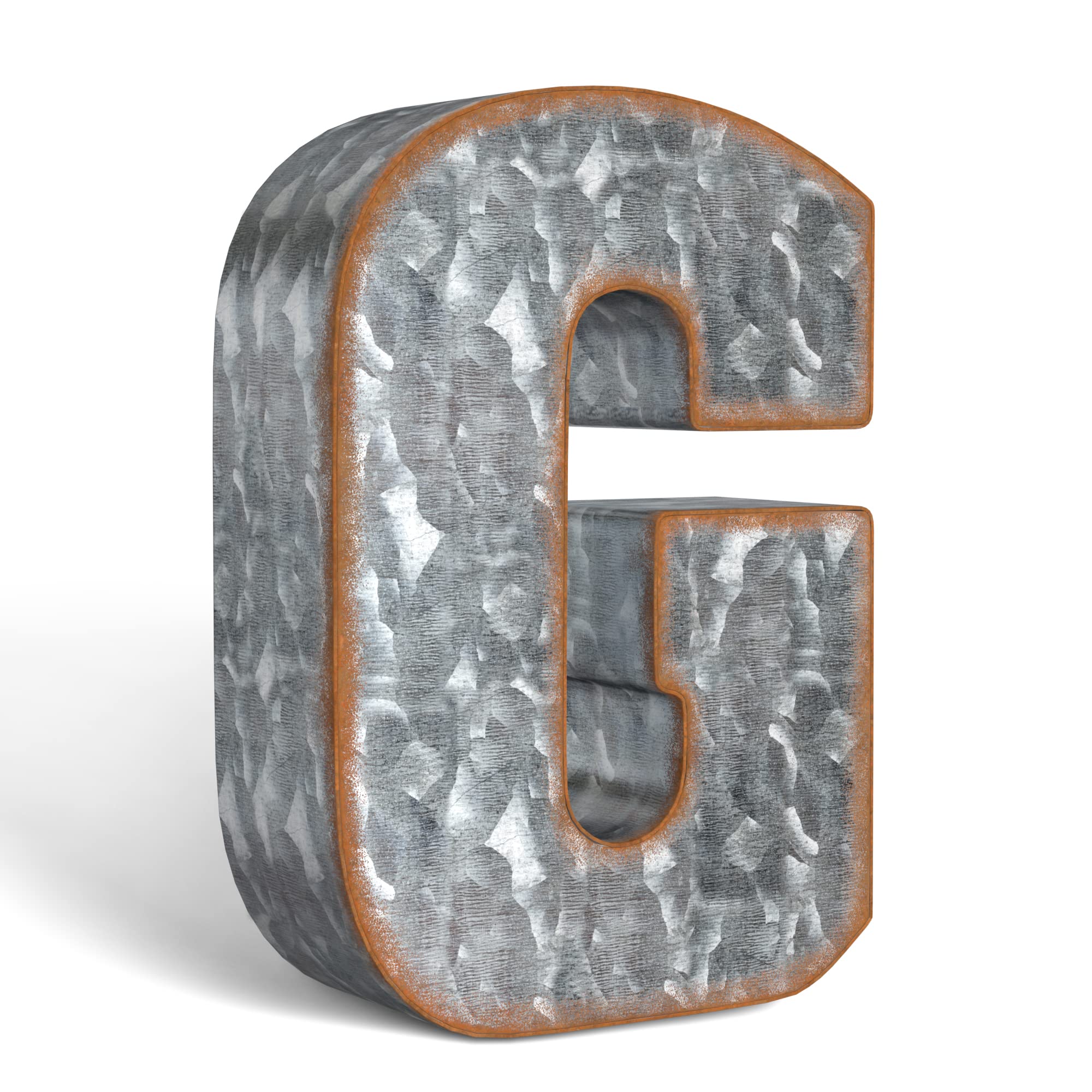Galvanized Metal Letters For Wall Decor - 3D Letter G For Hanging Or Freestanding - Unique Blend Of Rustic, Vintage, Western, An