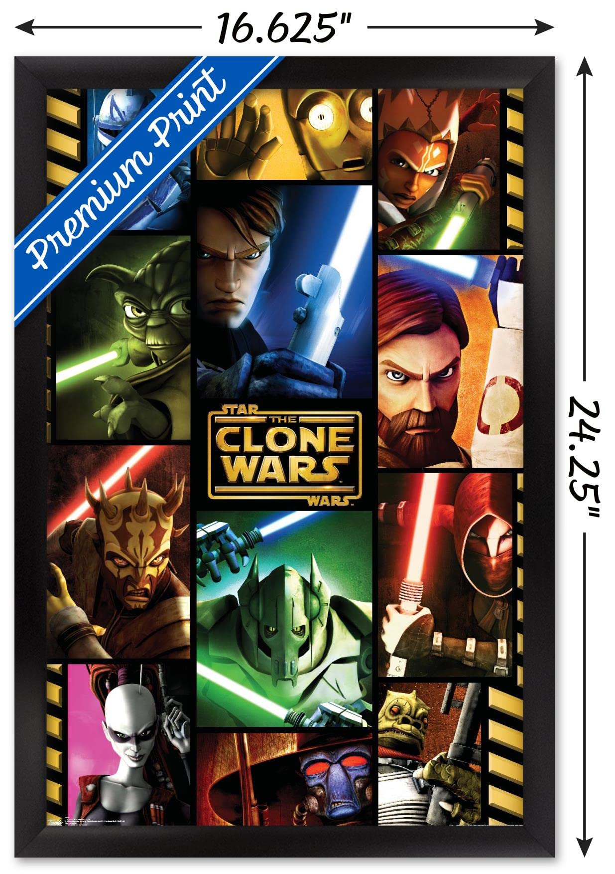 Trends International Star Clone Wars-Grid Wall Poster, 14.725'' X 22.375'', Black Framed Version