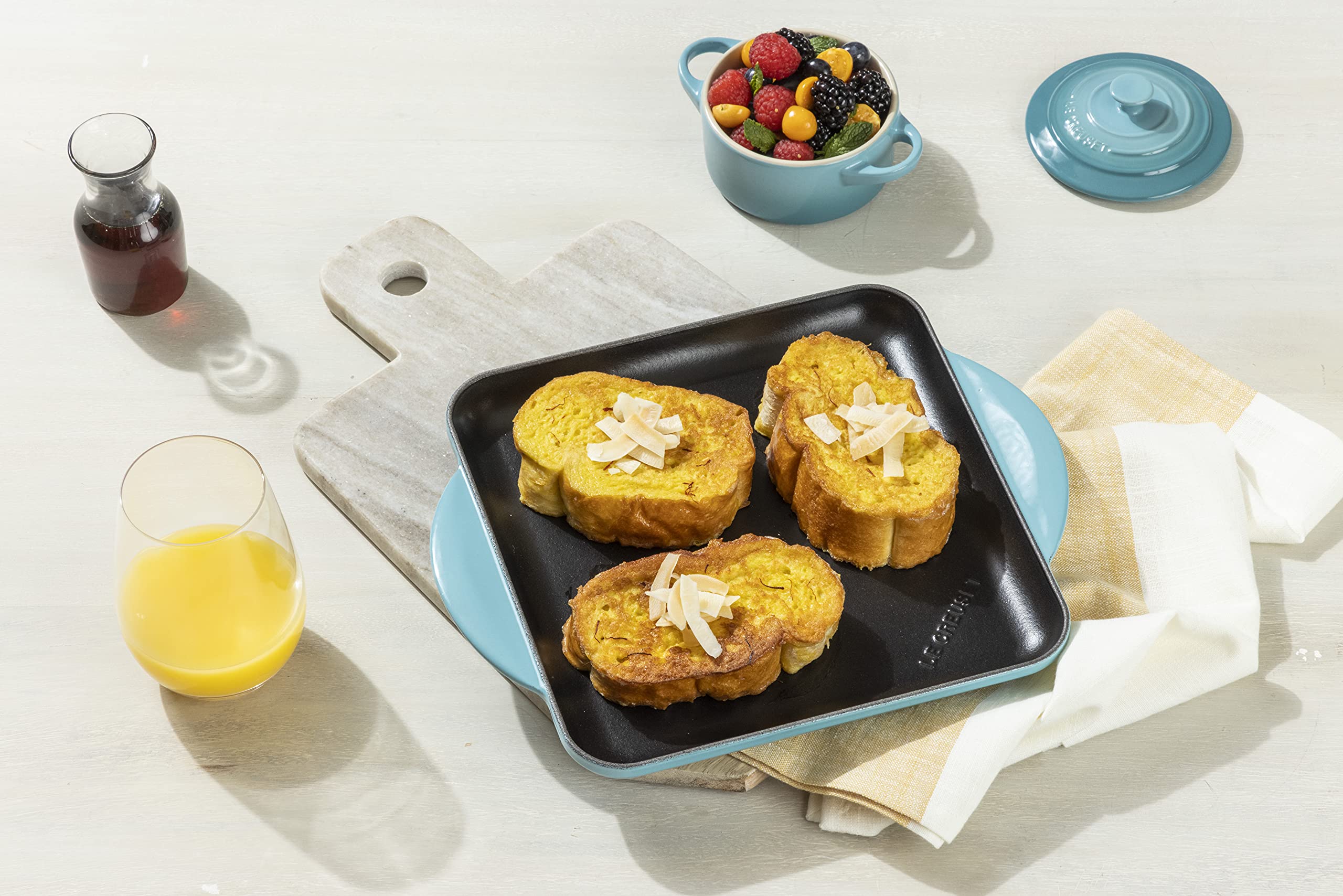 Le Creuset Enamaled Cast Iron Square Grill, 9.5, Caribbean