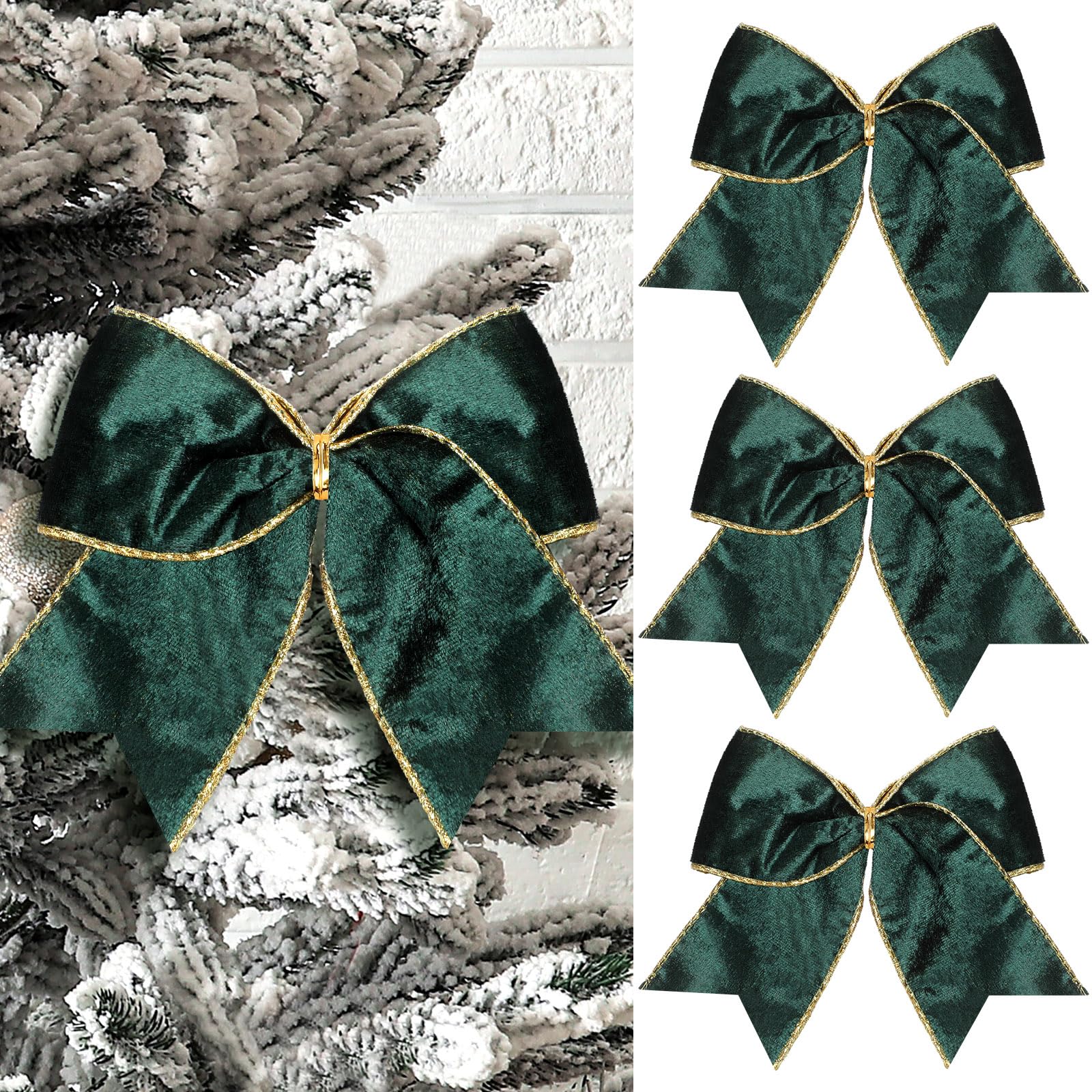 Panelee 12 Pcs Sage Green Velvet Christmas Bows 6 x 6 in Wreath Bow Christmas Tree Decorations Ornaments for Hanukkah Xmas Tree 