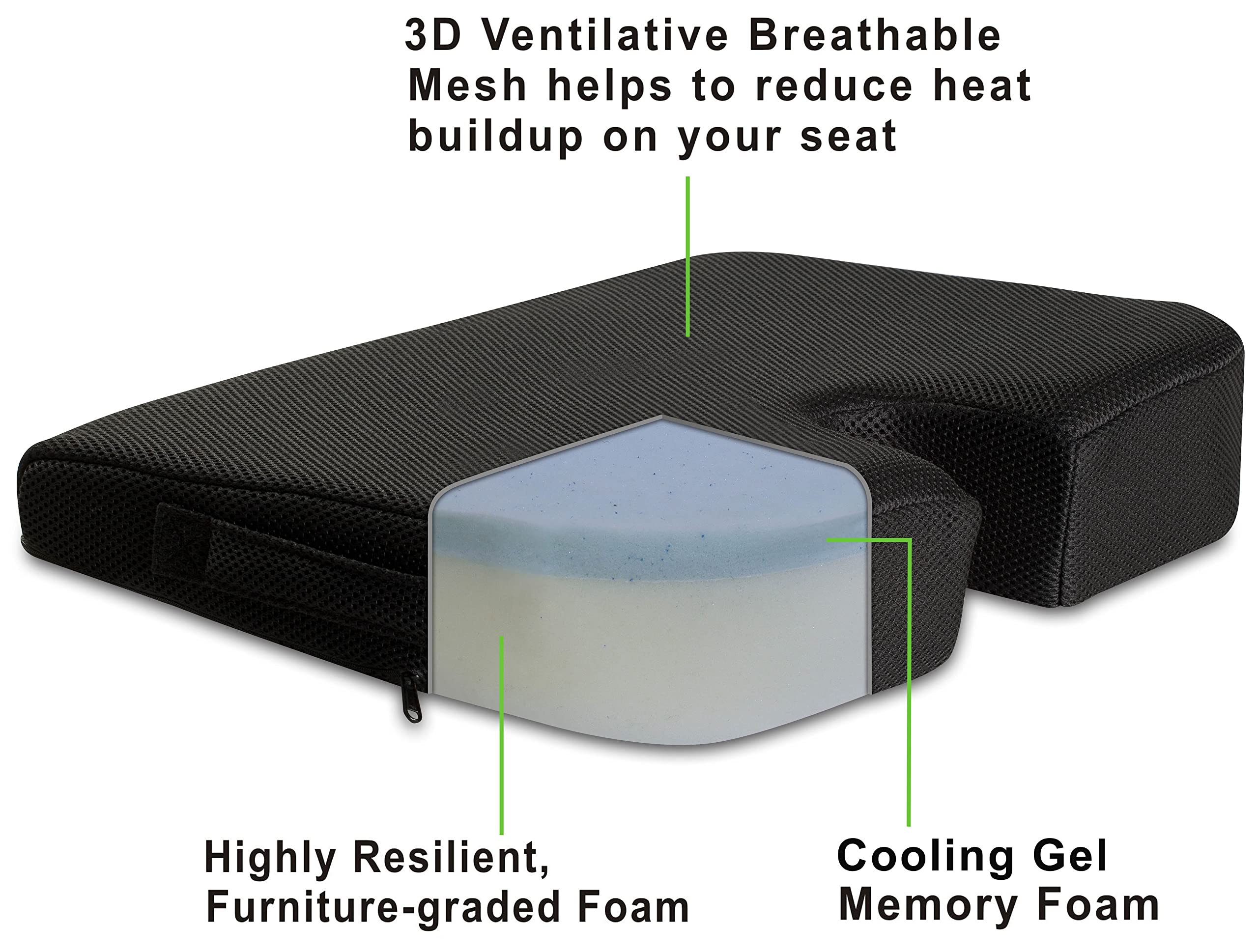 Travelmate Large Medium-Firm Wellness Seat Cushion - 17 X 13 X 3 Inches