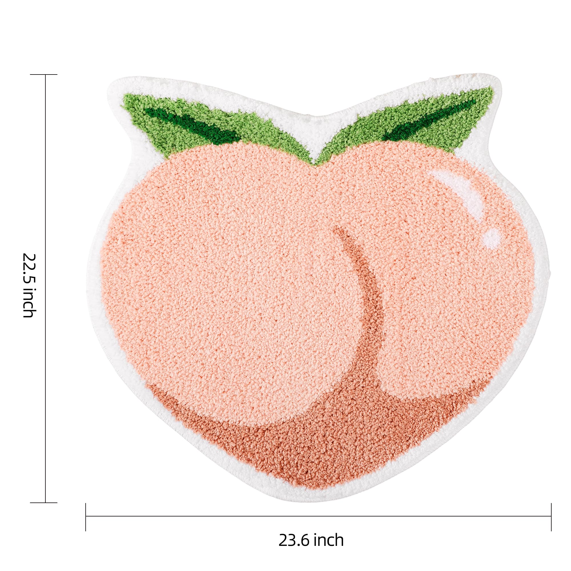FROZZUR Pink Peach Bath Mat  Bath Mats for Bathroom Fruit Shaped Bathtub Rug Bathroom Tub Plush Shower Rugs Washable Non Slip