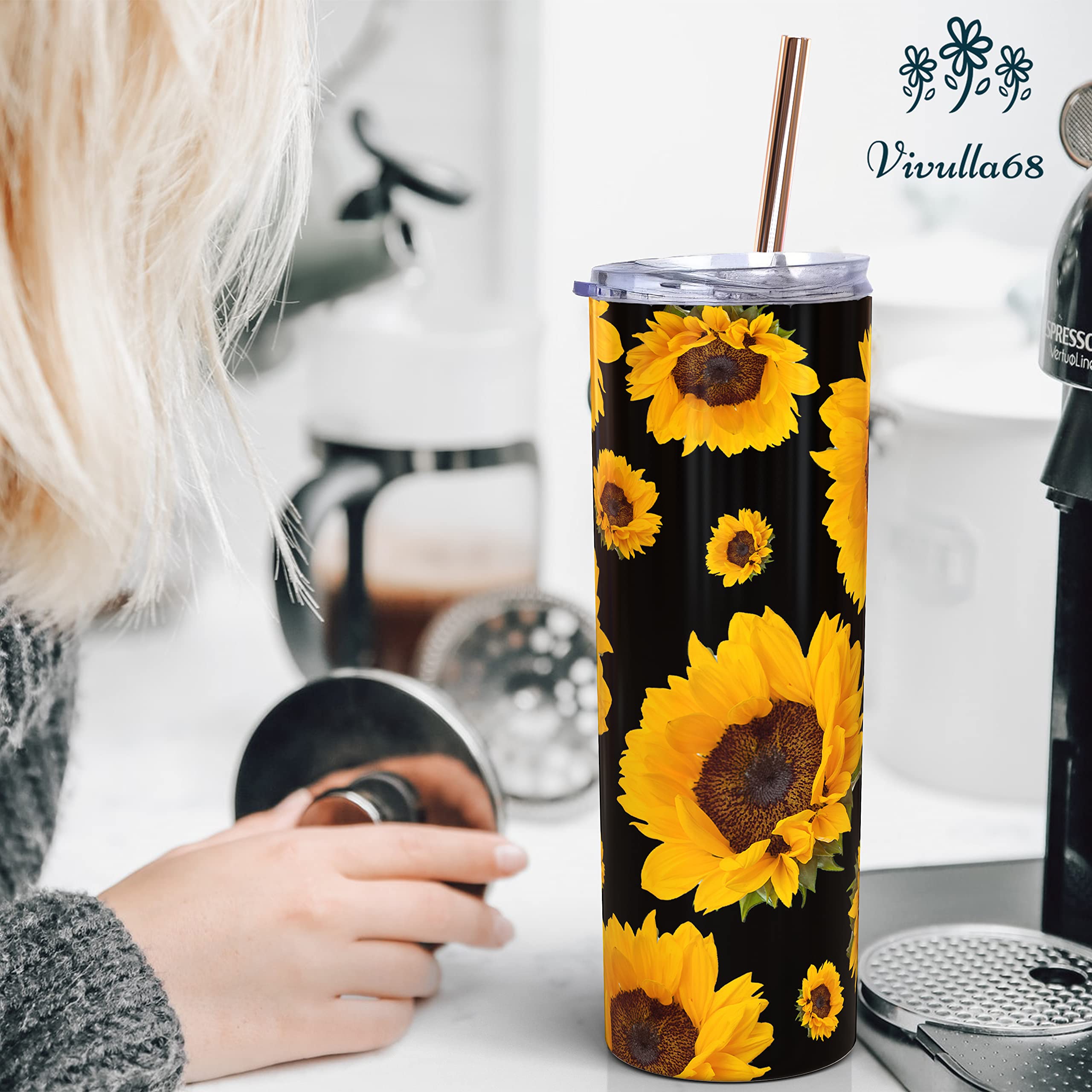 Sunflower Tumbler, Sunflower Cups Tumbler, Sunflower Travel Mug, Sunflower Mug, Sunflower Coffee Mugs, Sunflower Friendship Gift