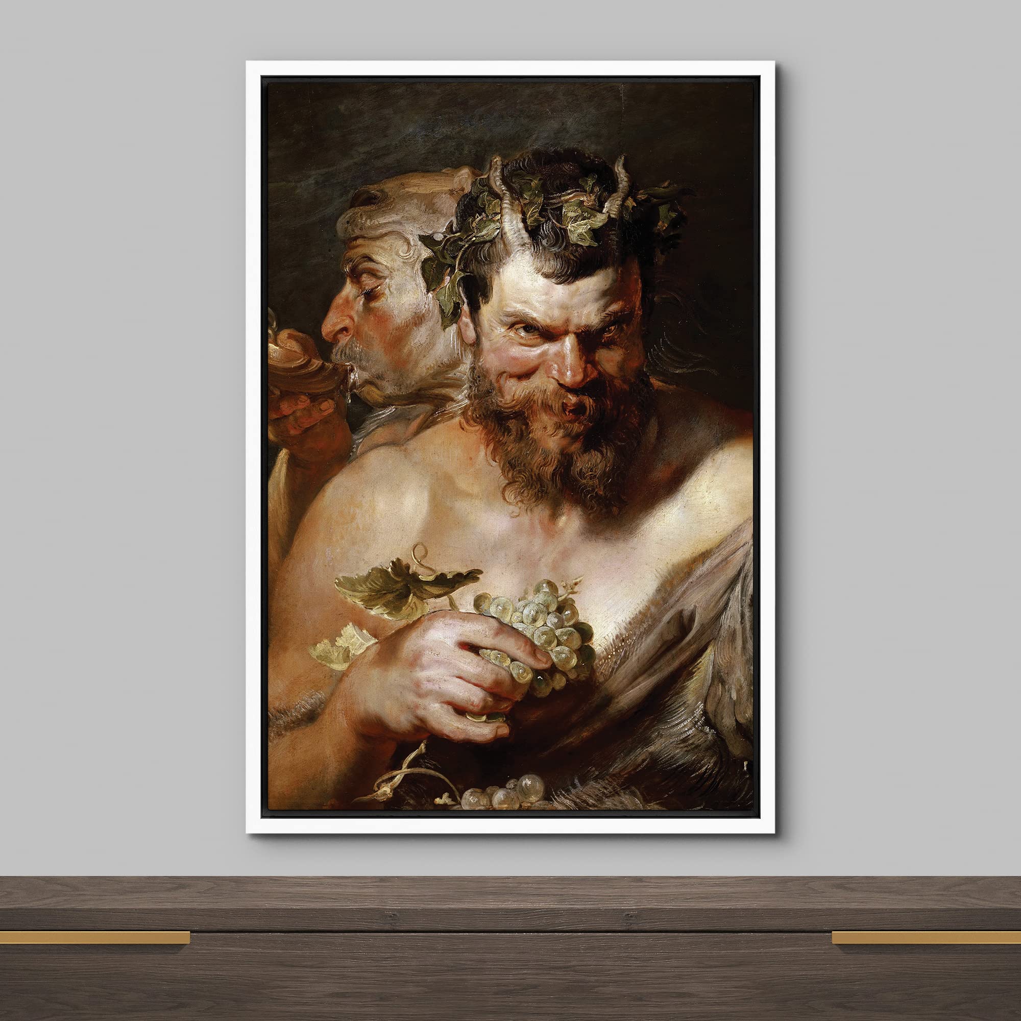 Wall26 - Oil Painting Of Two Satyrs By Peter Paul Rubens In 1618-19 - Baroque Style - Devil, Catholic, Christianity, Hell - Fram