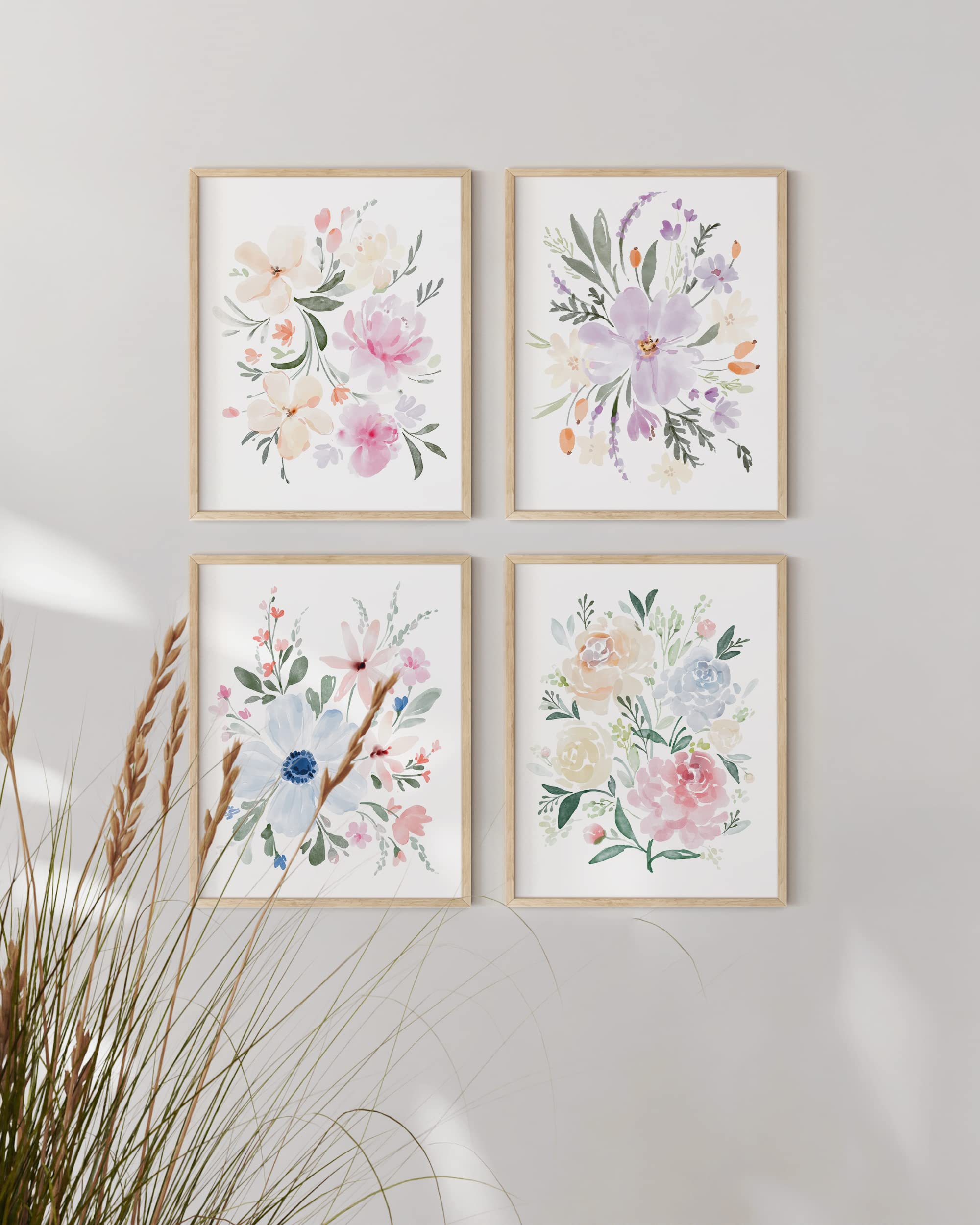 HAUS AND HUES Botanical Prints - Set of 4 Flower Poster  Flower Pictures Wall Decor  Floral Prints  Wall Flower Pictures  Flowers Posters  Flower Prints  Floral Botanical Prints  (Unframed  8x10)