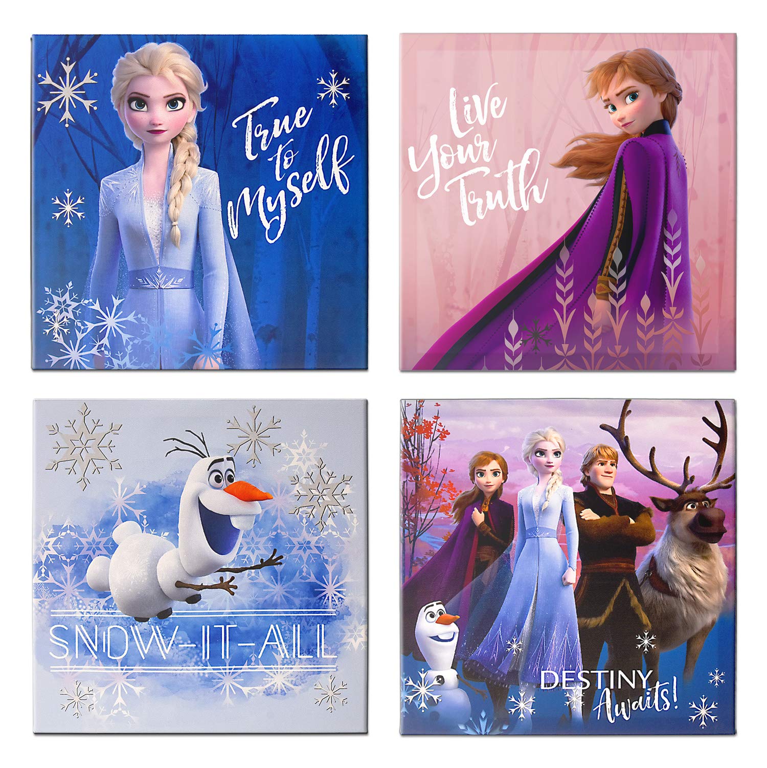 Disney Frozen 2 4 Pack Canvas Led Wall Art, Eachpiece Measures 11.4'' X 11.4'', Multi