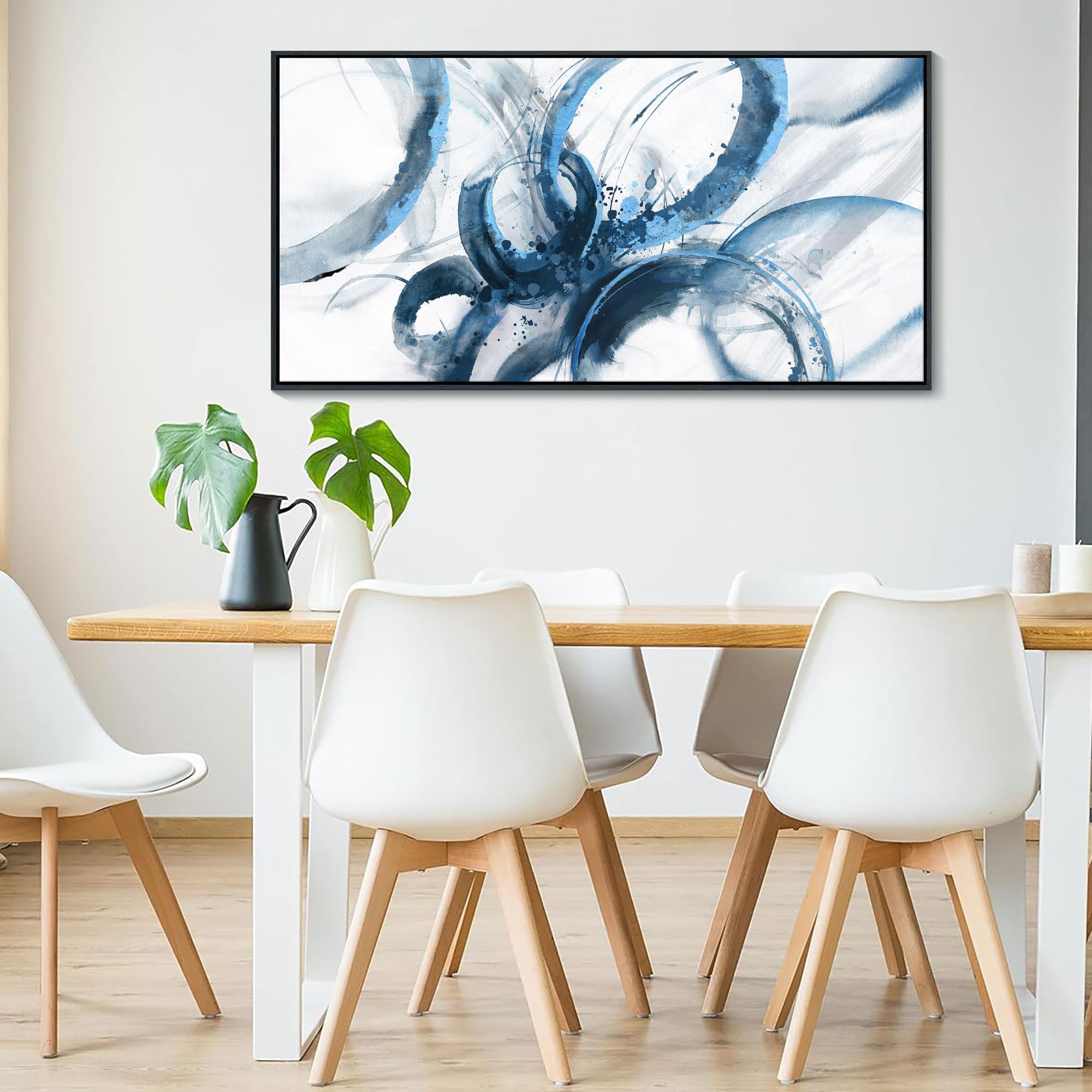 Ajaziko Blue Wall Art Large Pictures For Living Room Abstract Wall Decor Wall Decoration Print Pictures Canvas Framed Artwork Pa