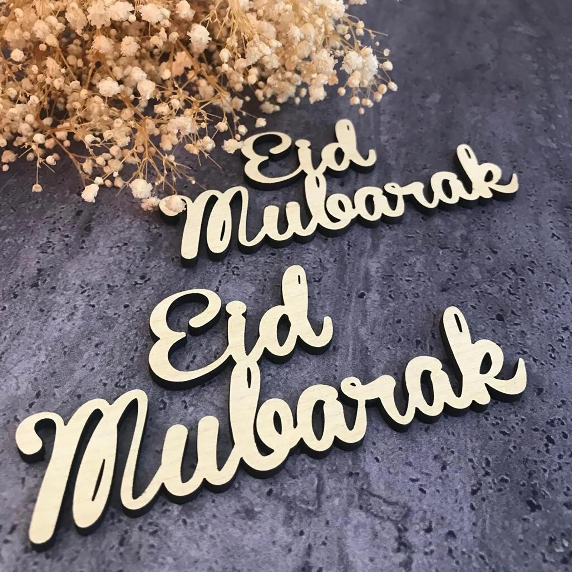 Cliths Set of 24 Wooden Ramadan Place Cards Signs, Eid Mubarak, Ramadan Mubarak Decorations, Islamic Signs for Parties, Eid Tabl