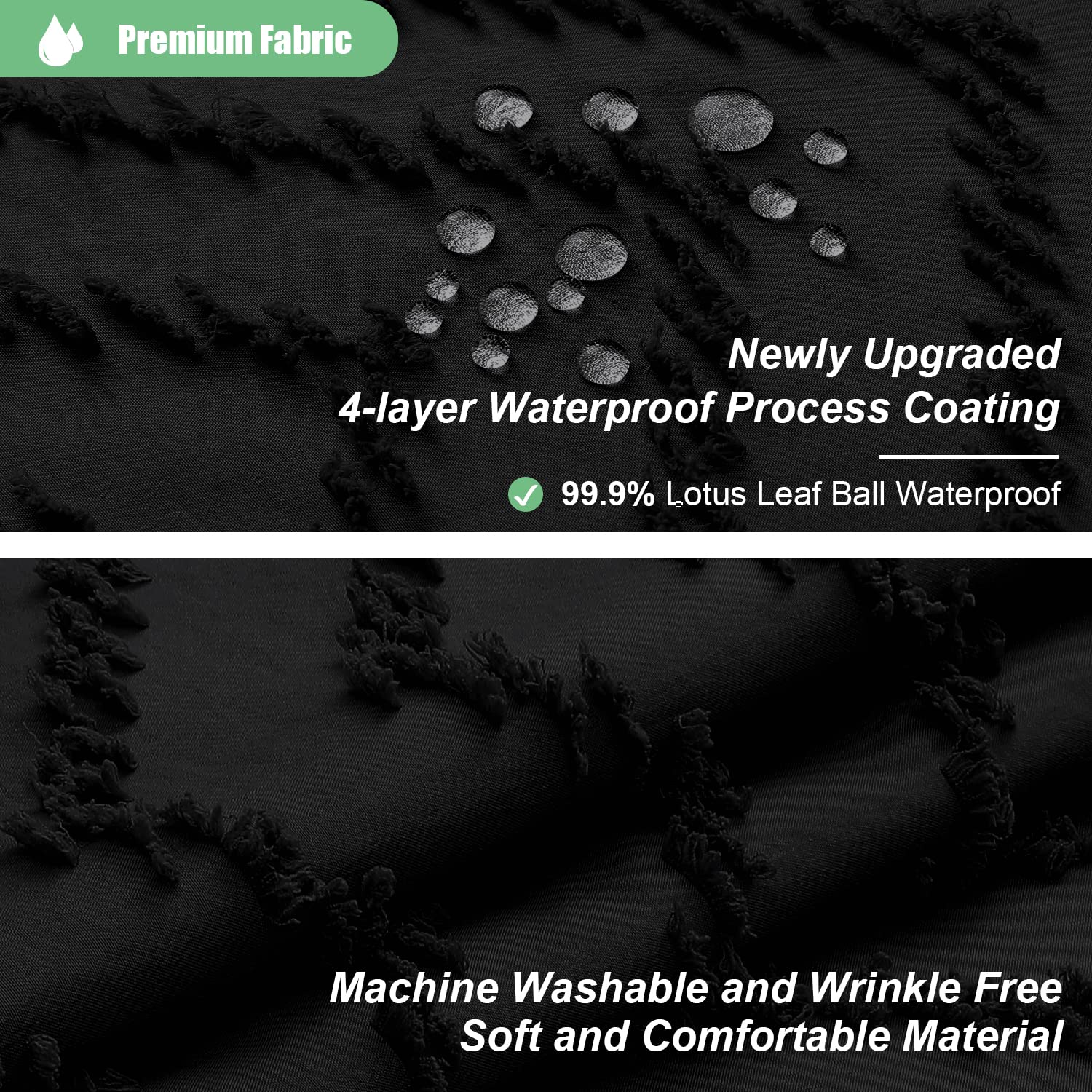 Dynamene Extra Long Shower Curtains, 84 Inches Long Boho Tufted Chevron Striped Fabric Shower Curtains For Bathroom, Tall Minima