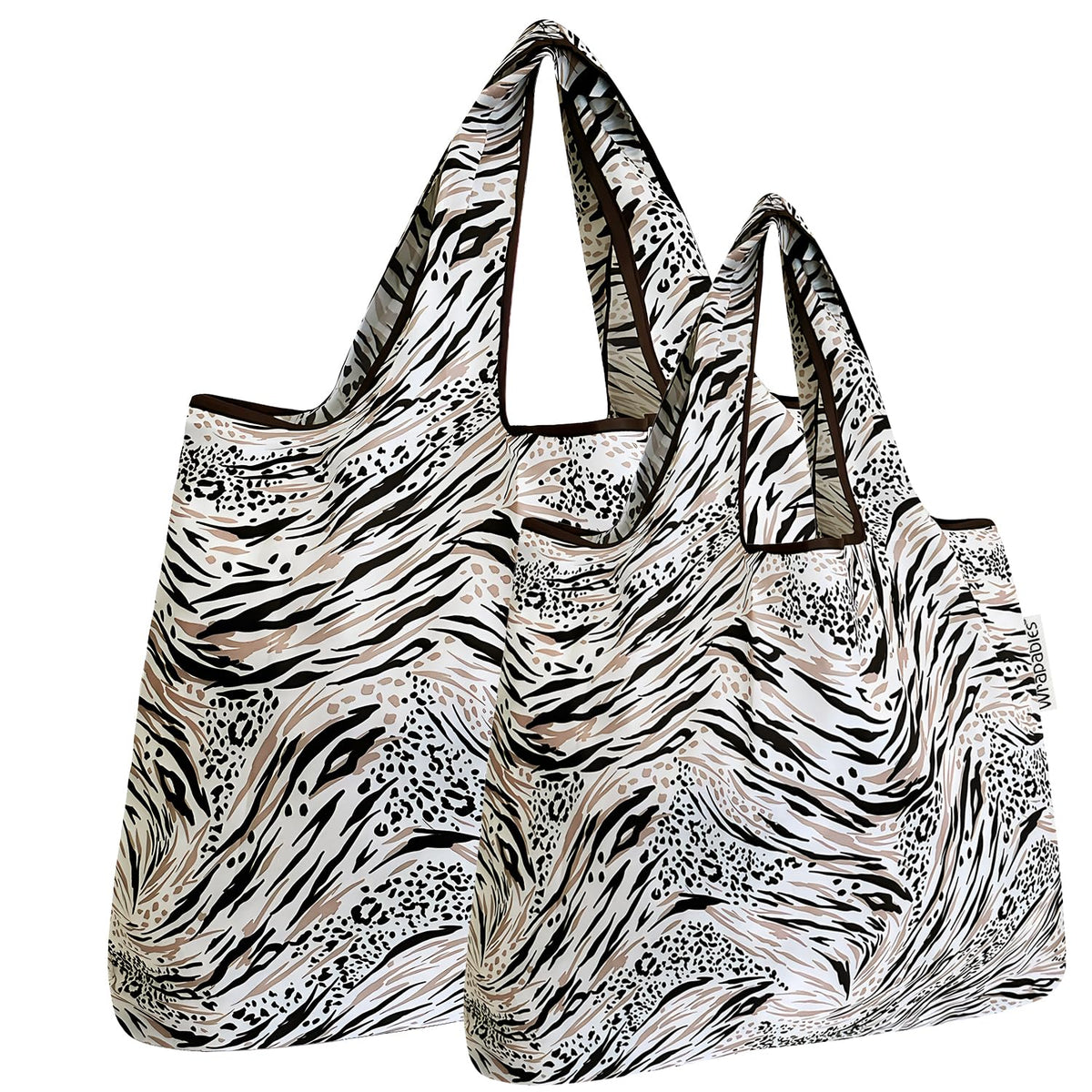 Allydrew Large & Small Foldable Tote Nylon Reusable Grocery Bags, Set Of 2, Nature