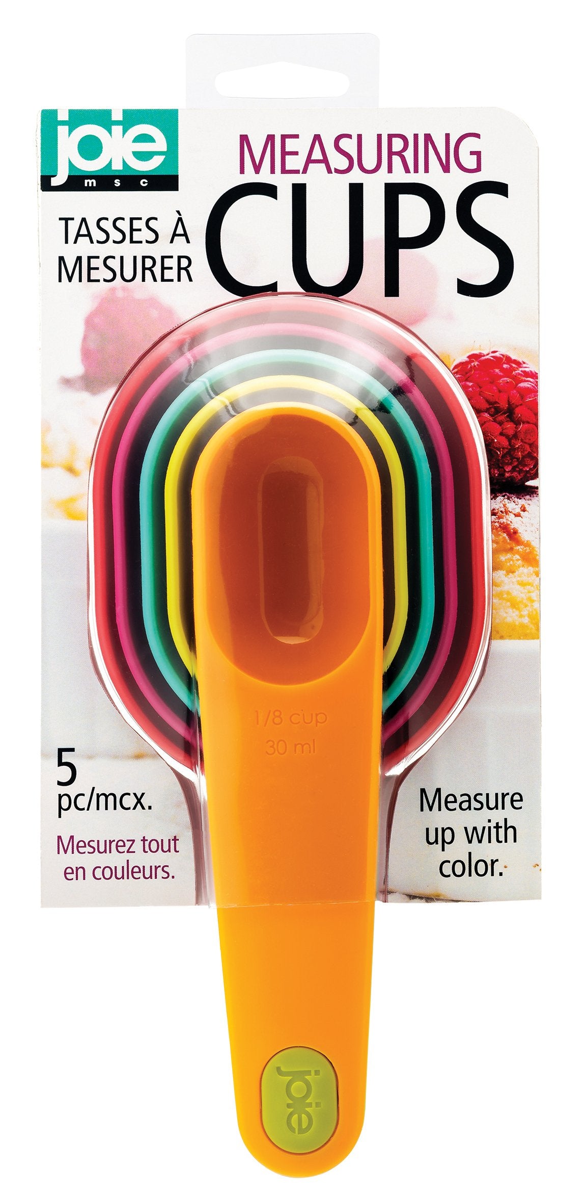 Joie Measuring Cups Set, Plastic, Assorted Colors, Baking, Cooking, Measure, Cakes, Cookies, Pies, 5 pc