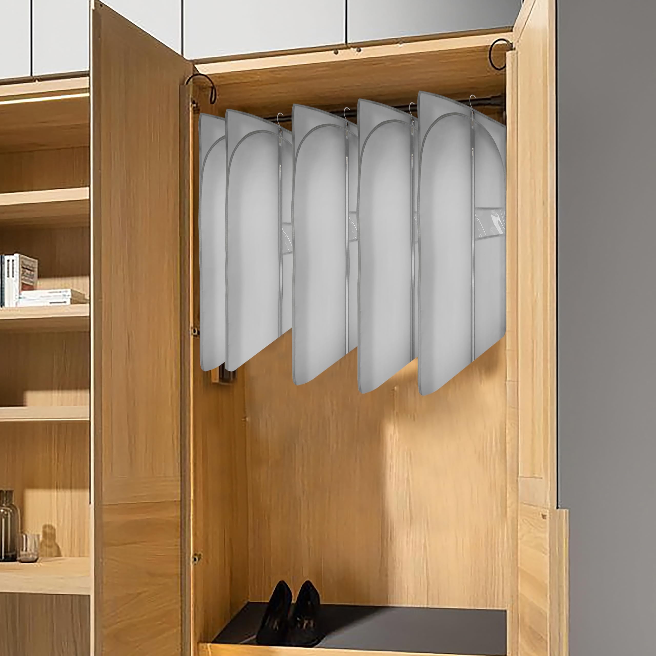 Beiskll Dress Bags For Gowns Long, 65'' Garment Bags For Hanging Clothes And Travel, Suit Bag For Storage, Clear Foldable Garmen