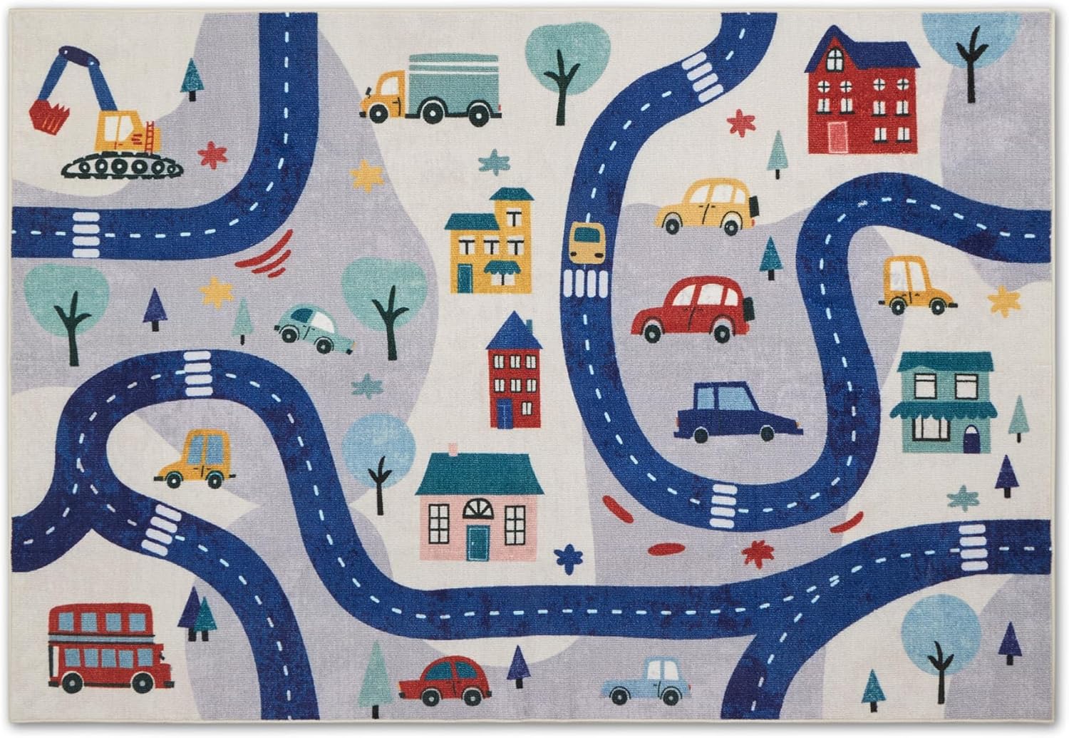 Machine Washable Non Slip Kids Rugs for Living Room & Bedroom - City View