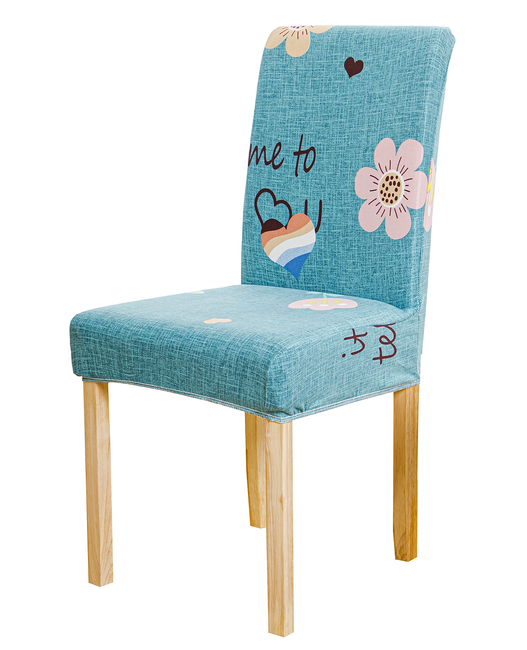 House Of Quirk Elastic Chair Cover Stretch Removable Washable Short Dining Chair Cover Protector Seat Slipcover (Blue Pink Flowe