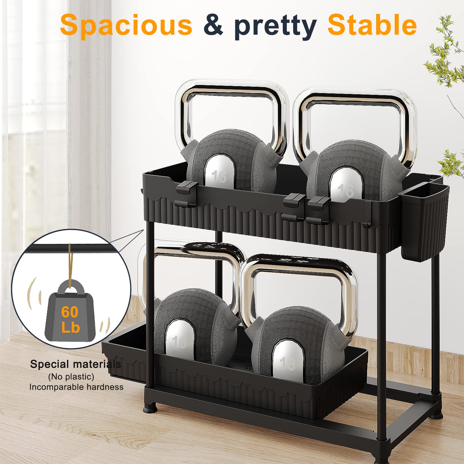 Sevenblue 2 Pack Under Sink Organizers And Storage, 2 Tier Sliding Bathroom Organizer,Multi-Use Under Kitchen Cabinet Storage Sh
