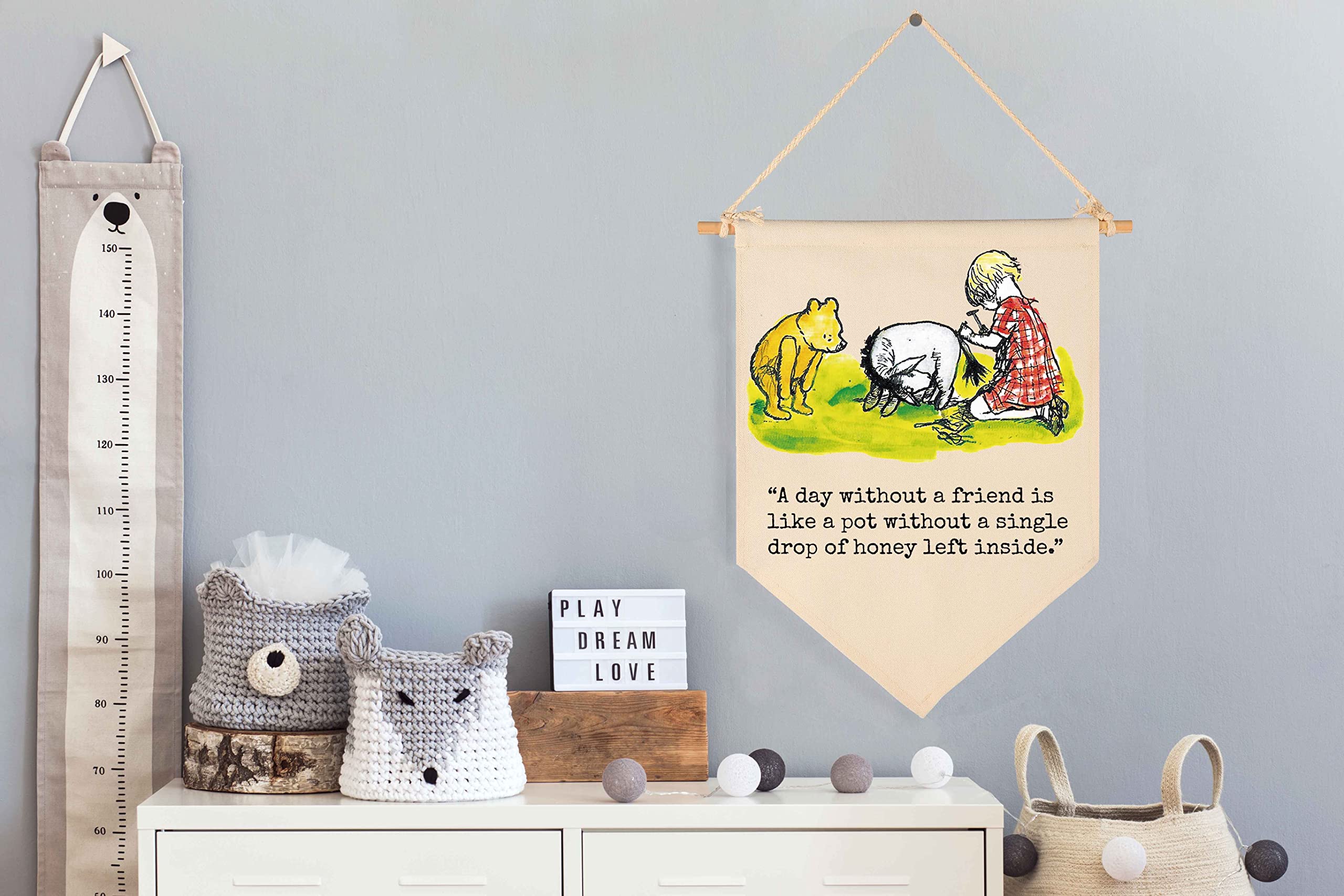 A Day Without A Friend-Christmas Birthday Party Bunting-Baby Gift Shower-Winie Wall Flag Decor Gift The Pooh-Banner Sign Gift Fo