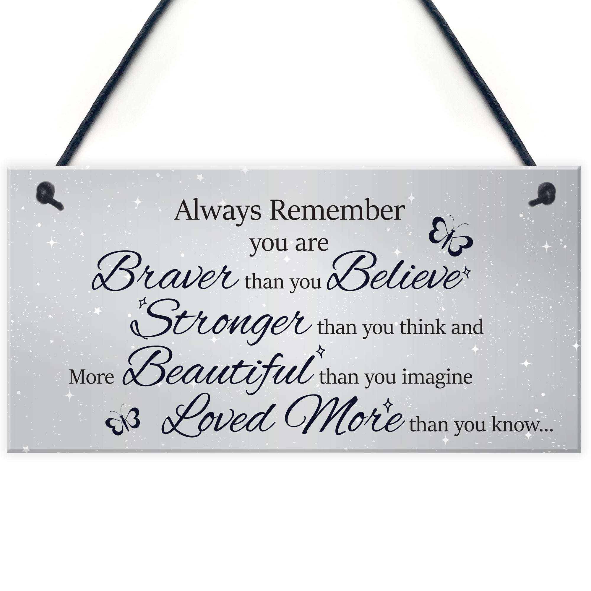 RED OCEAN Stronger Inspirational Motivational Hanging Plaque Friendship Gifts Quote Sign Butterfly Plaque