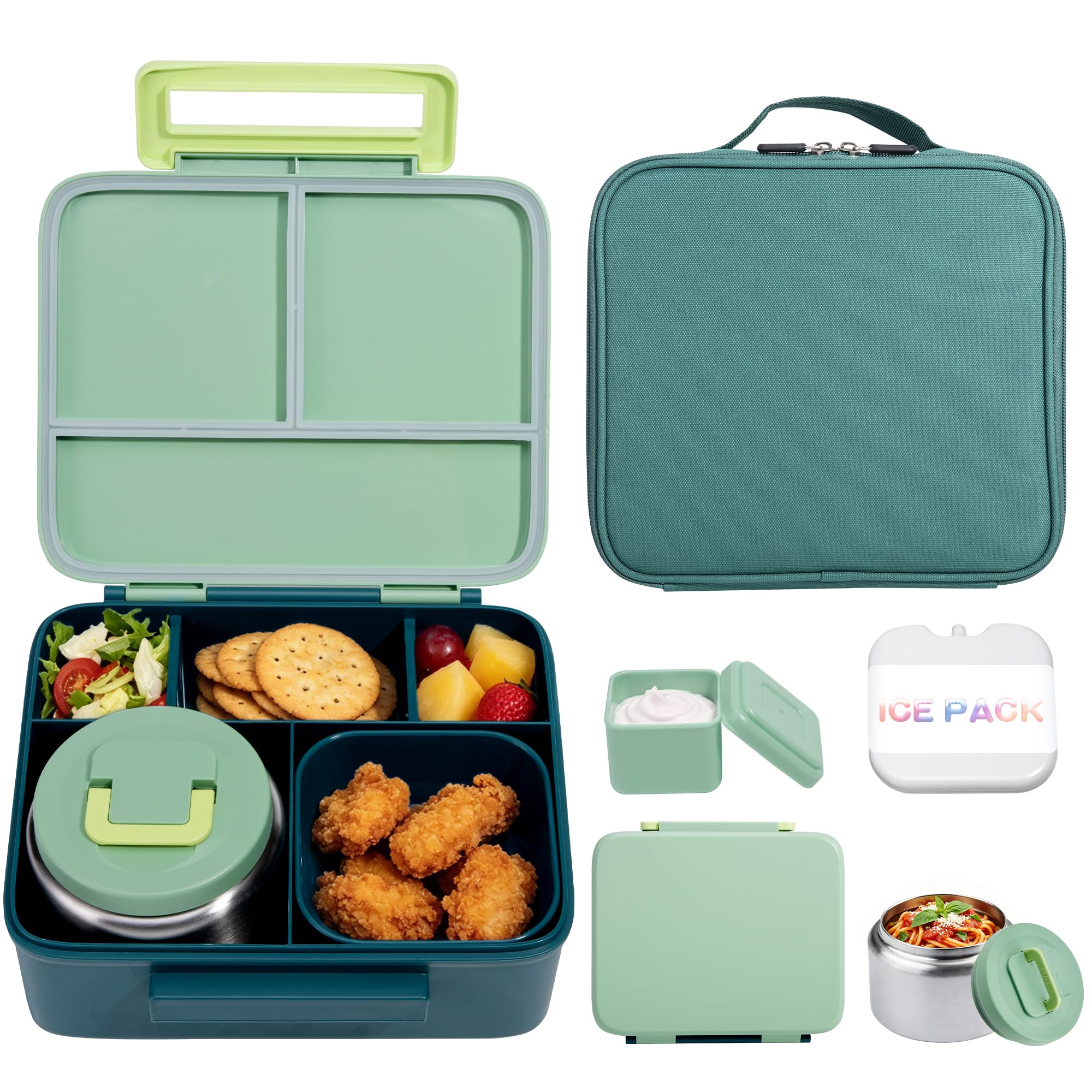 Bento Lunch Box for Kids with 8oz Soup Thermo LeakProof Lunch Food Containers with Snack Sauce Container for Kid Girls Boys to 