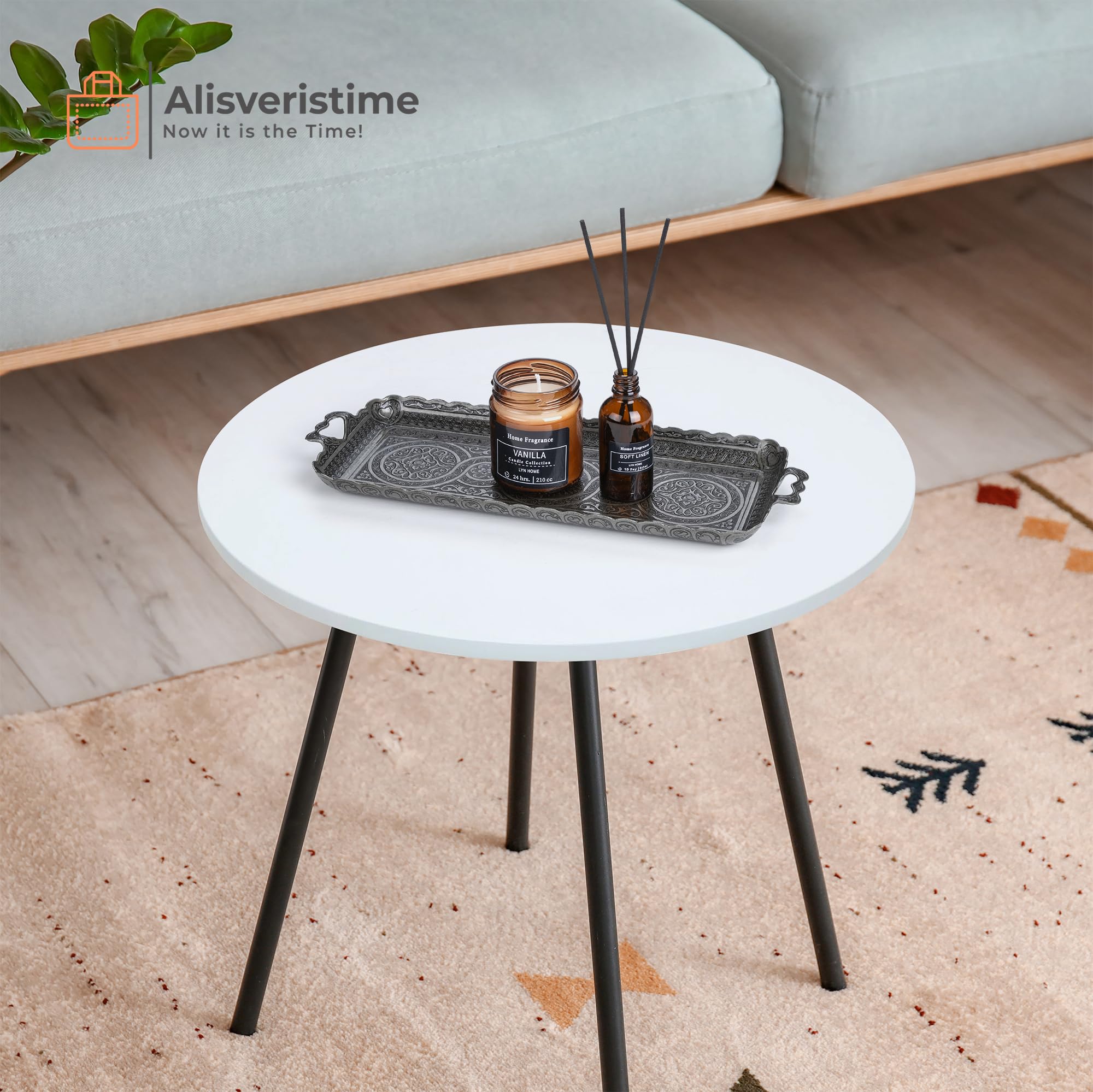 Alisveristime Turkish Ottoman Coffee Tea Beverage Serving Rectangle Tray (Small Tray) (13 Inc*5.5 Inc) (Black)