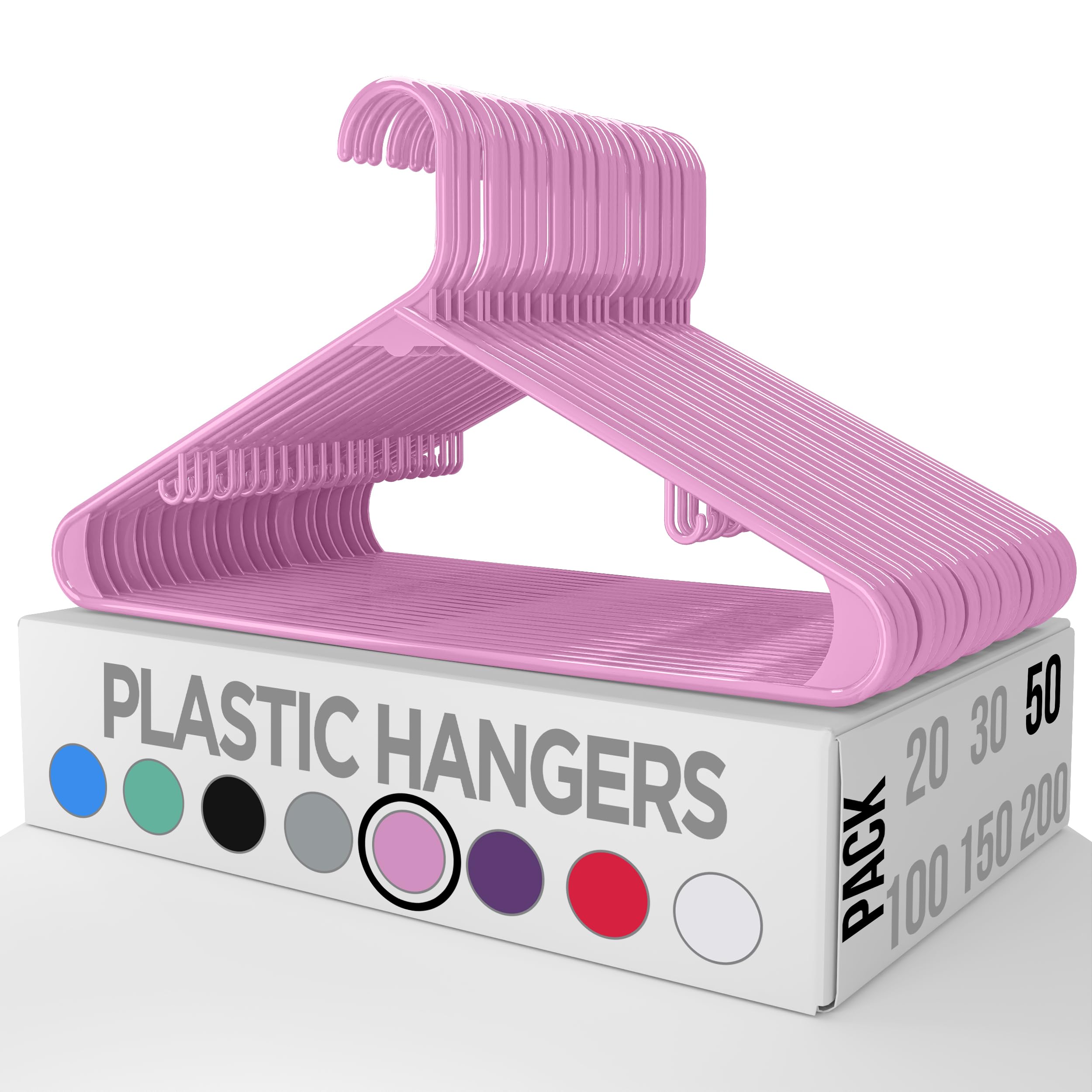 Utopia Home Plastic Hangers 50 Pack - Clothes Hanger With Hooks - Skirt Hangers - Durable & Space Saving Coat Hanger - Heavy Dut