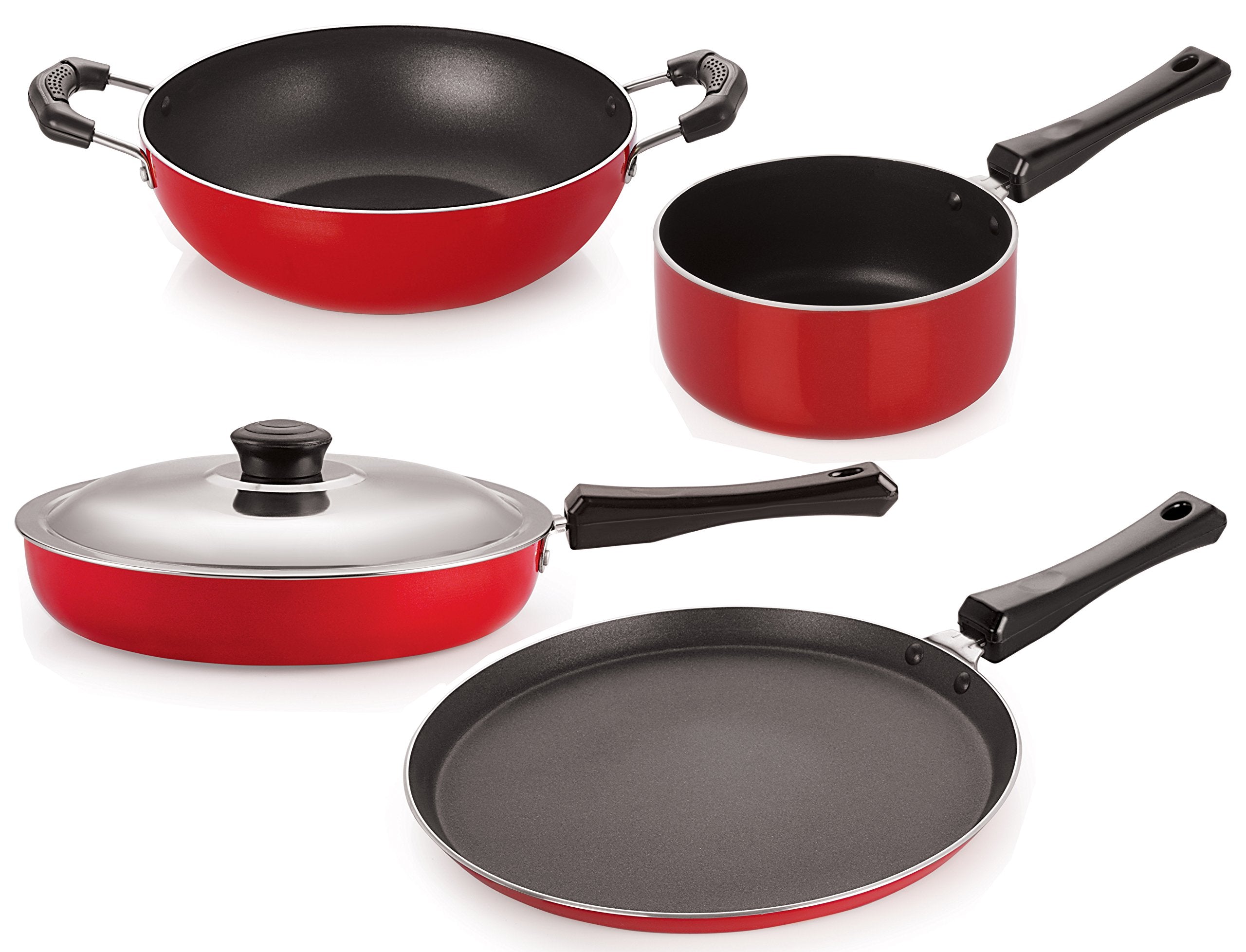 Nirlon NonStick Aluminium Heat Resistance Kitchenware Combo Set With Bakelite Handle For Superior Grip