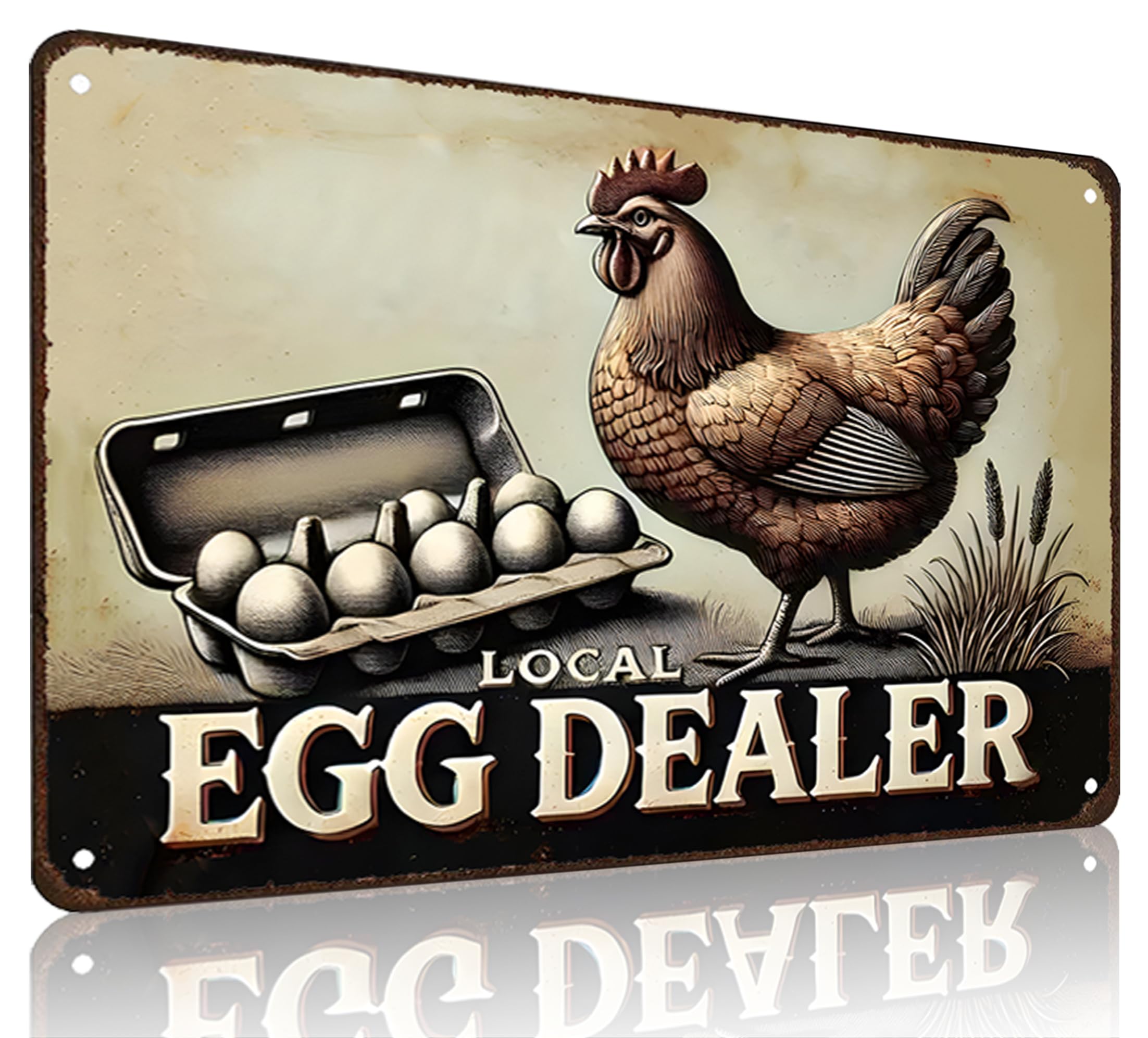 Smilelife Funny Chicken Gifts Relax Local Egg Dealer Tin Sign for Home Farm Chicken Coop Farmhouse Kicthen Garden Decor 8 X 12 I