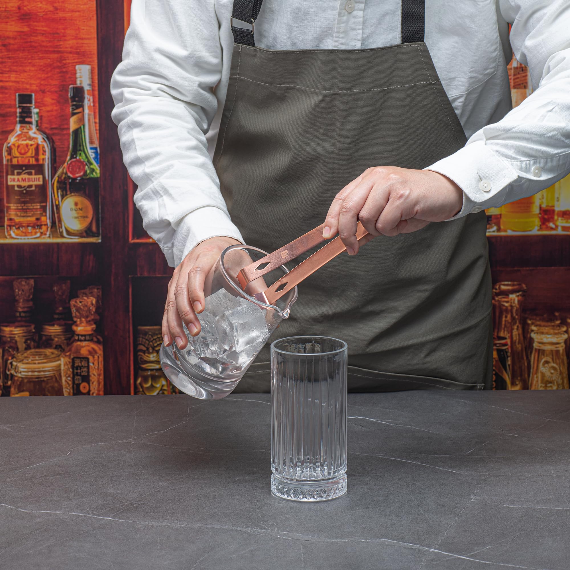 Restaurantware Bar Lux 6.3 Inch X 2.5 Inch Ice Tongs 1 Small Ice Bucket Tongs - With Claw Grip Teeth Ergonomic Grip Copper Plate